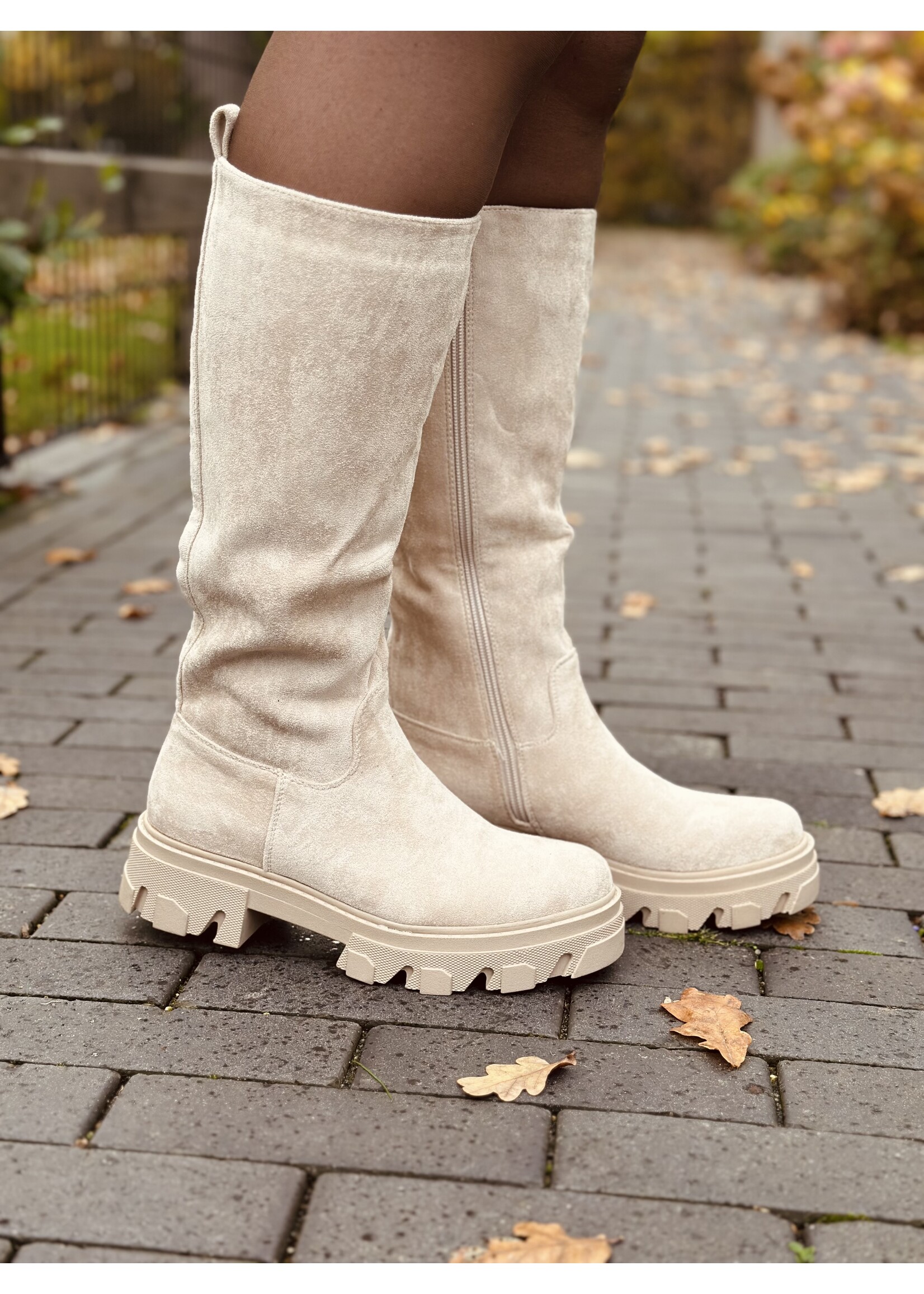Sharona suède high boots beige