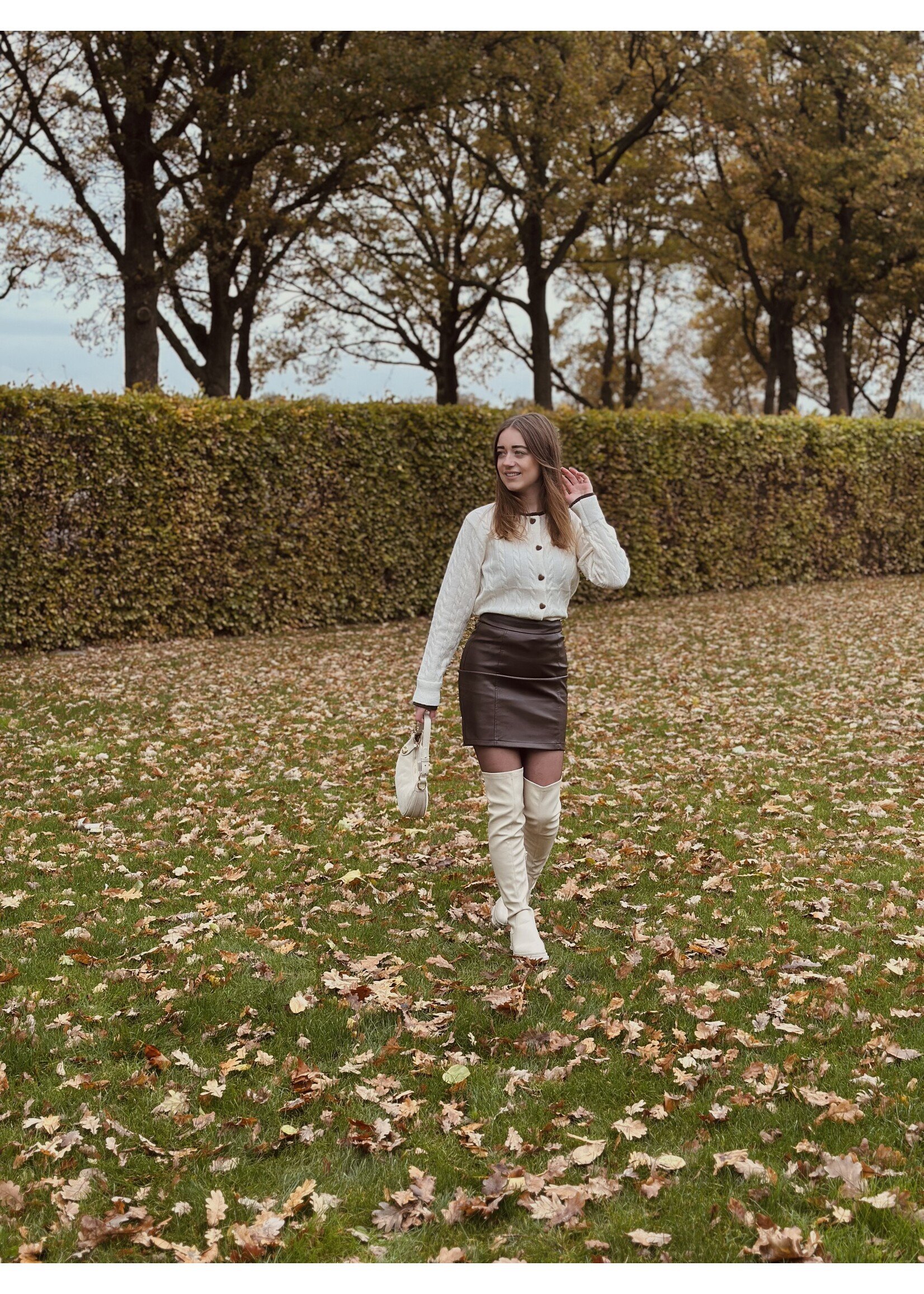 Gabrielle cardigan offwhite/brown One Size