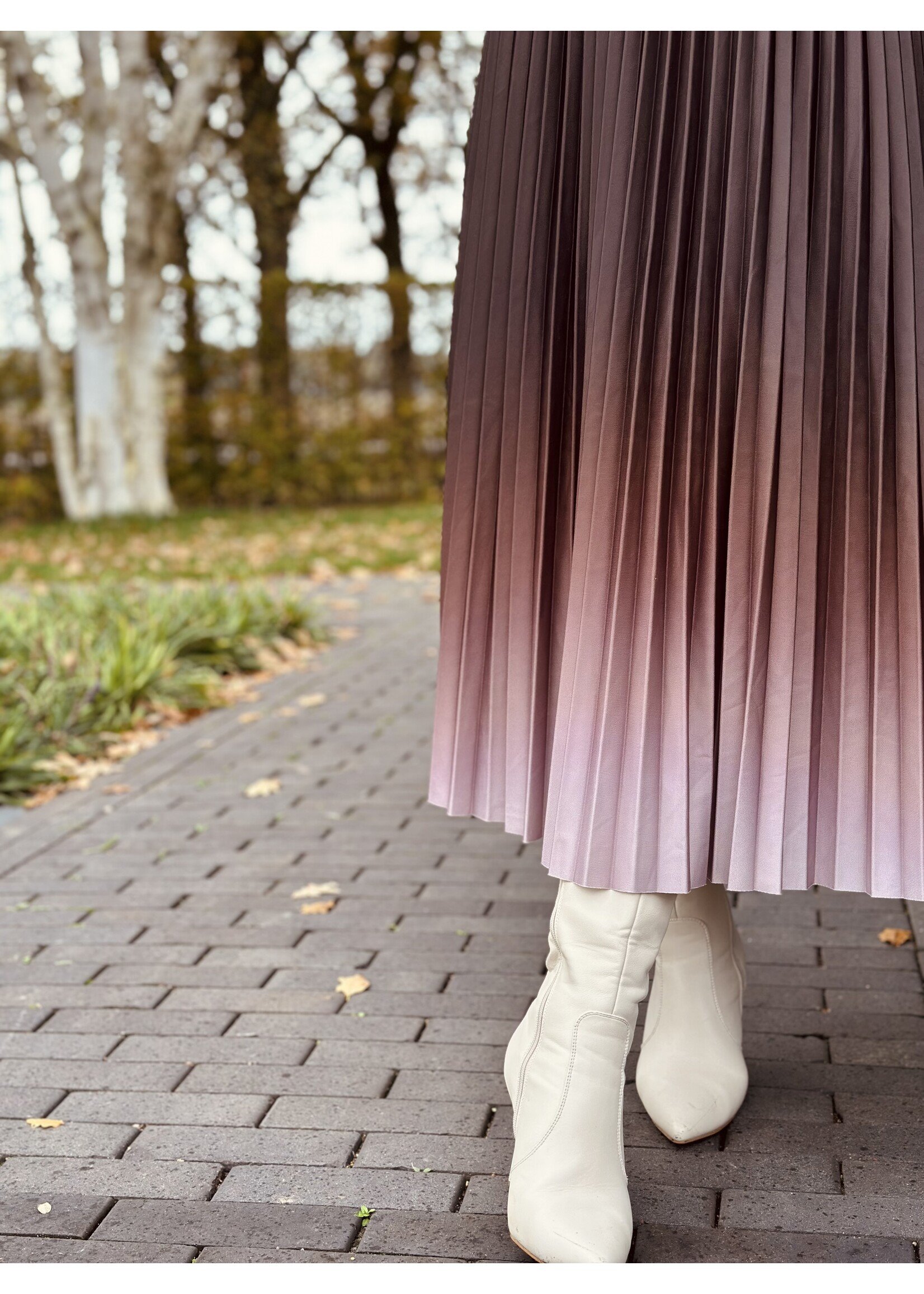 Joanna long plissé skirt brown/beige One Size