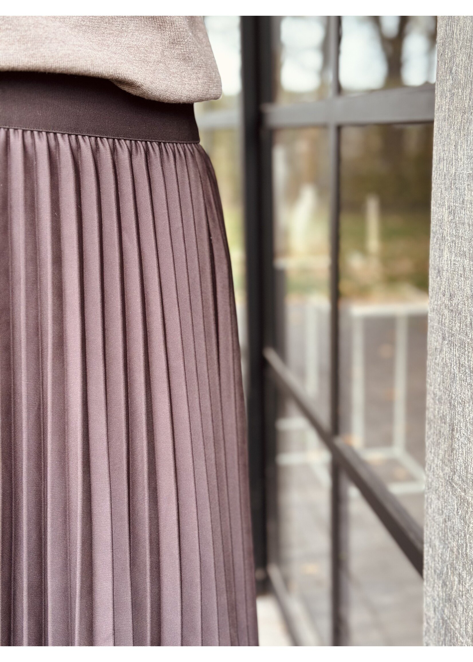 Joanna long plissé skirt brown/beige One Size