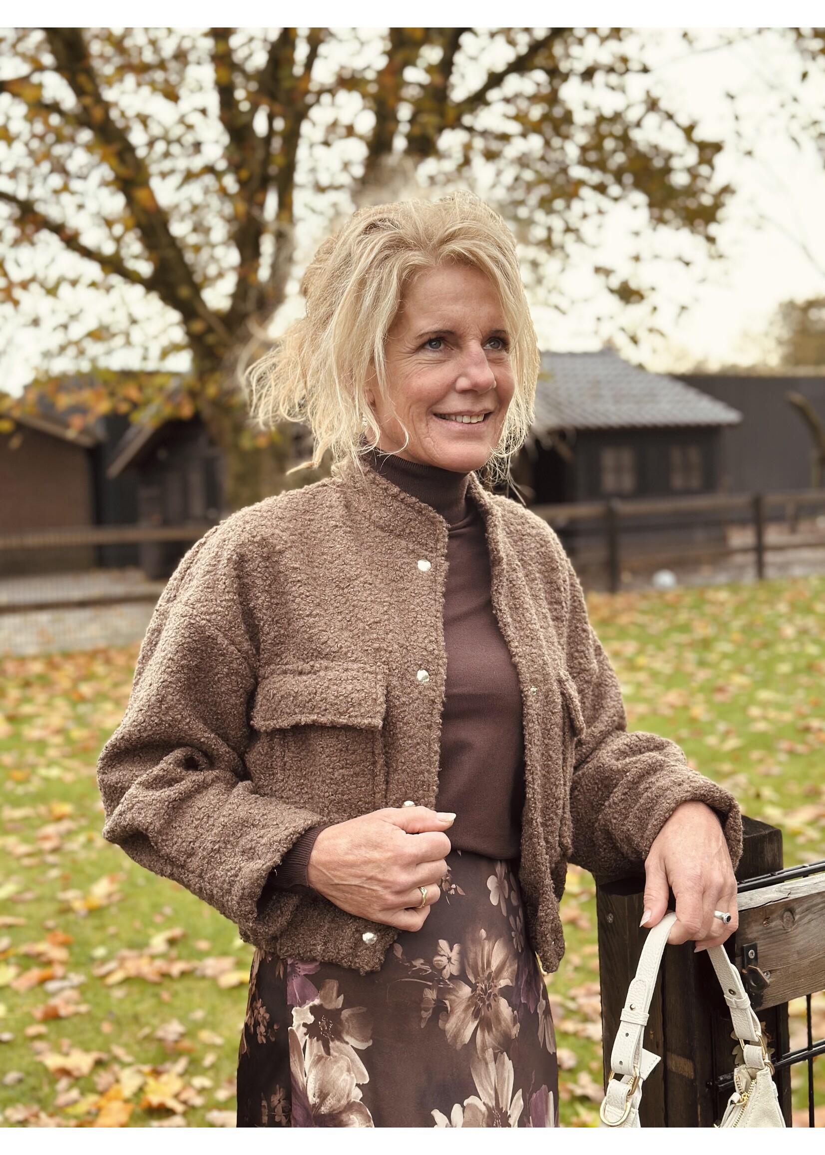 Benthe teddy jacket dark brown One Size