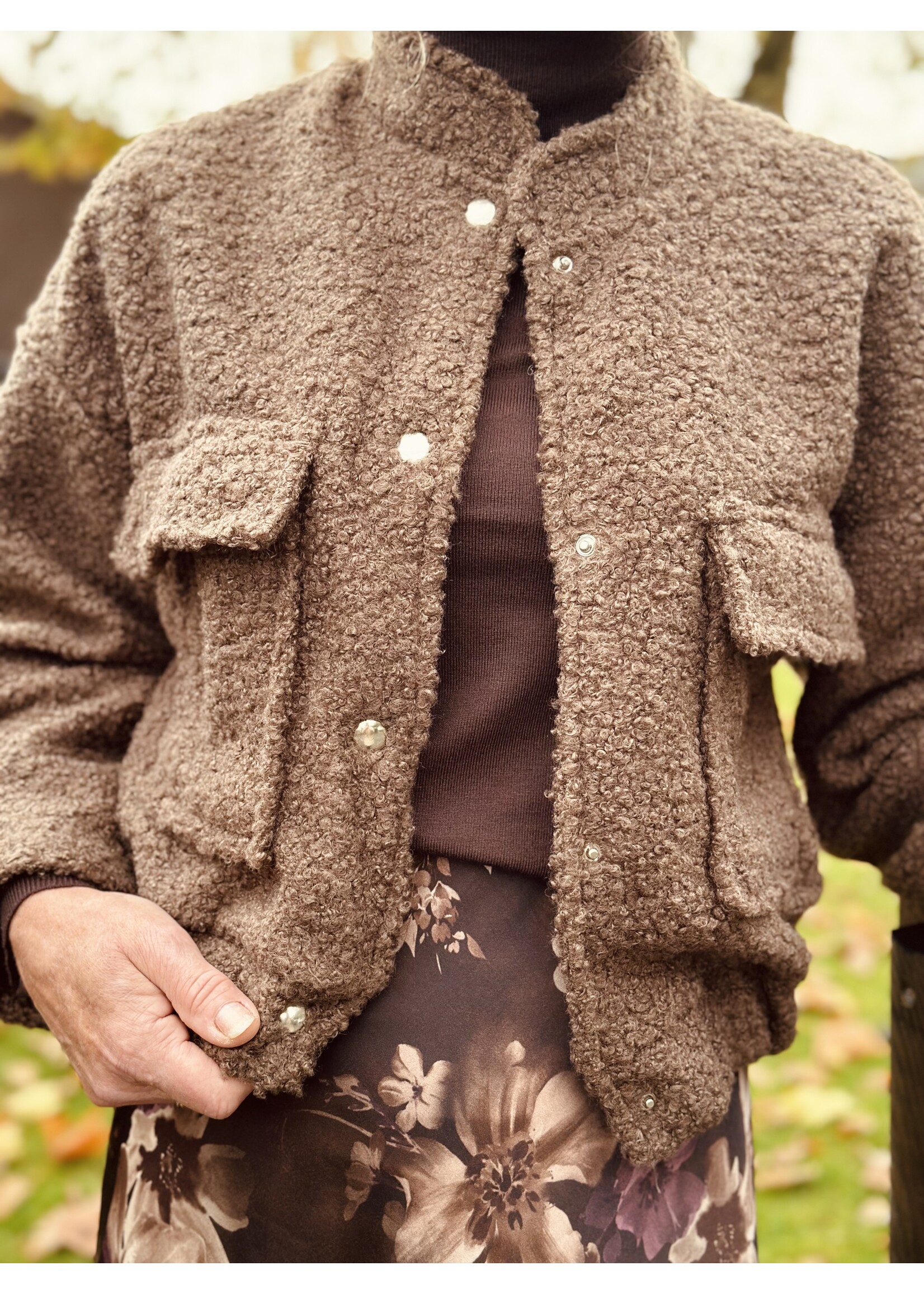 Benthe teddy jacket dark brown One Size