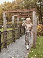 Amelien long satin skirt panter print