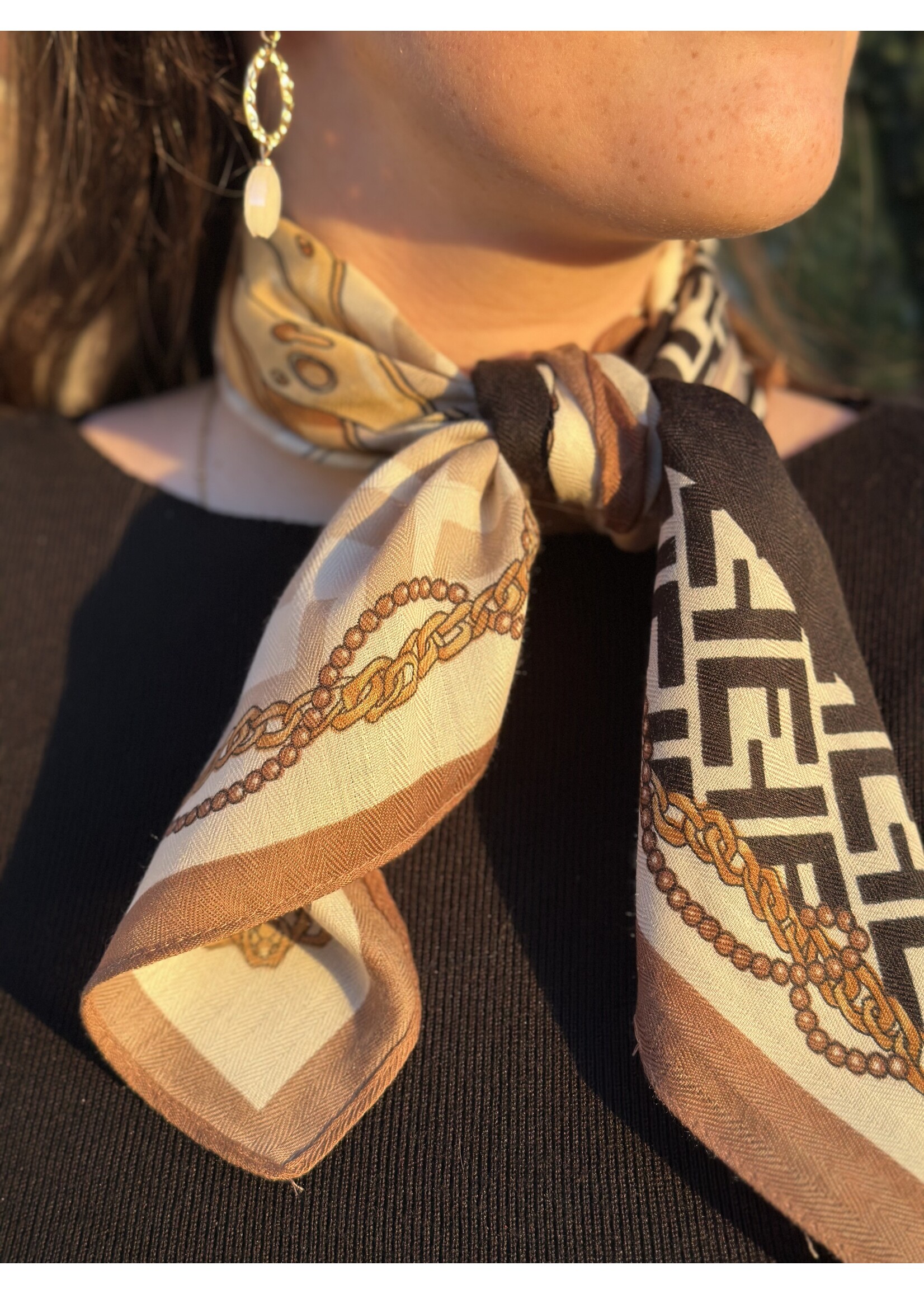 Bibi shawl beige/black/camel print One Size