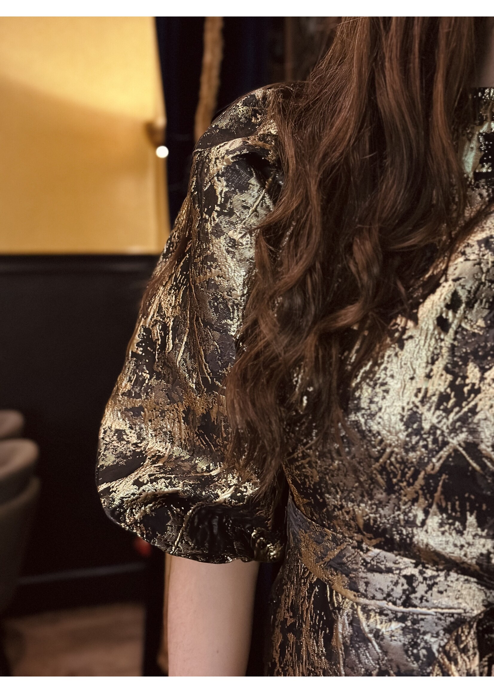 Puck dress gold/black print