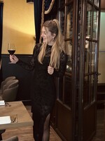 Mialyn long black dress flower print