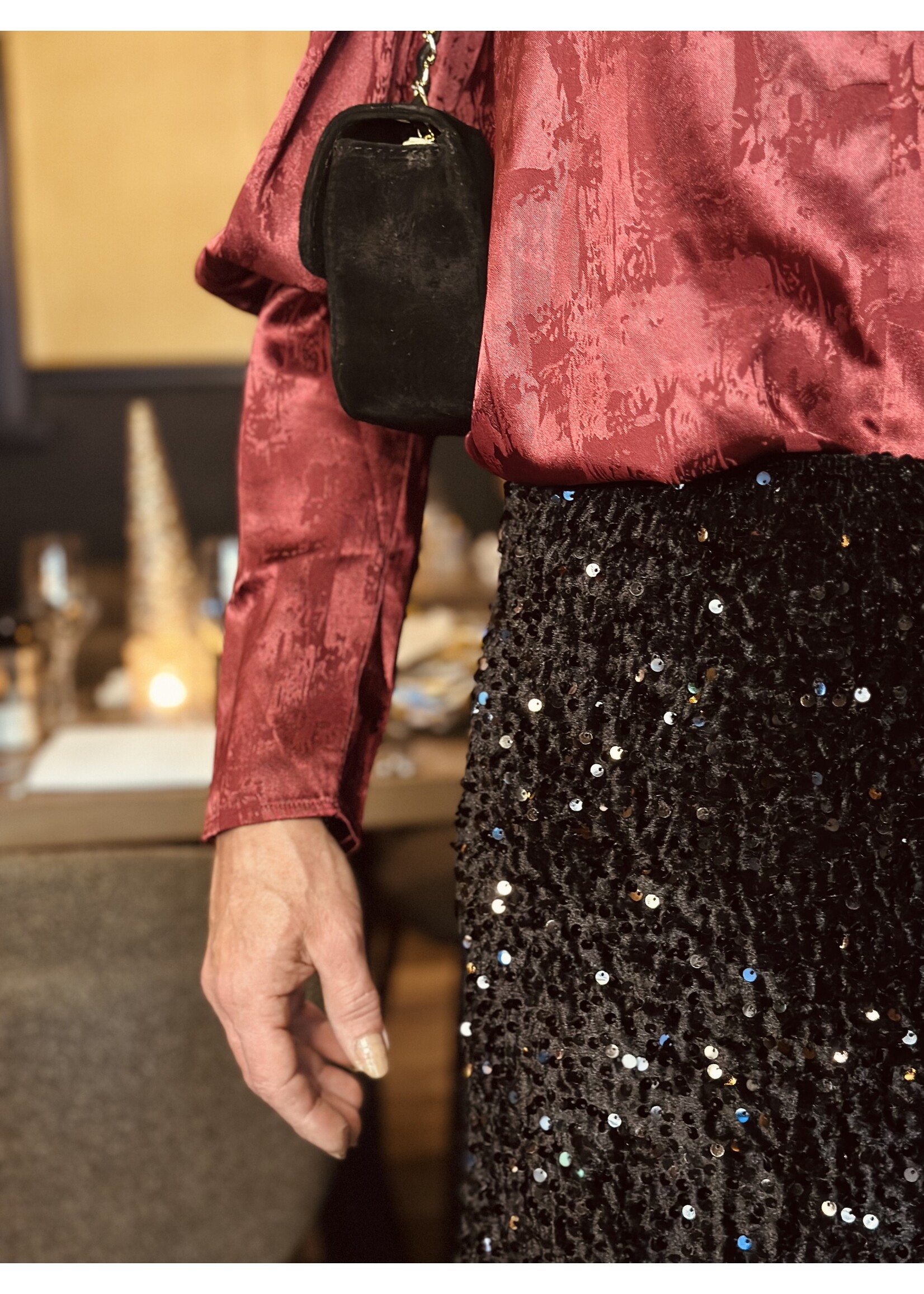 Jasmina long glitter skirt black