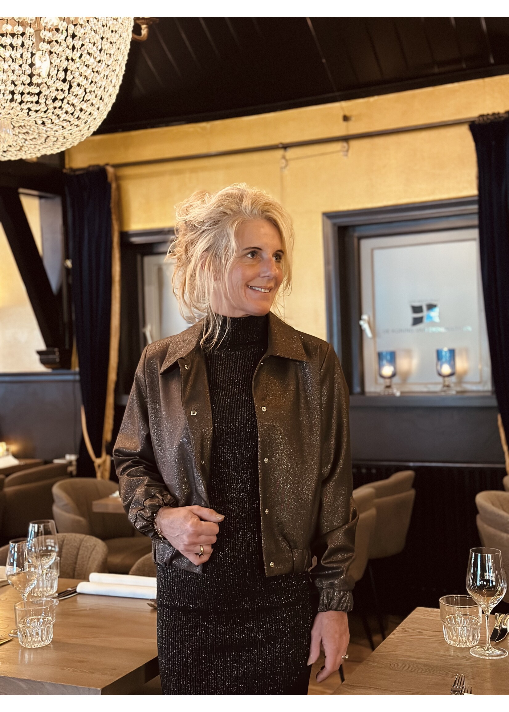 Elvira Elvira Hetty bomber jacket brown glitter