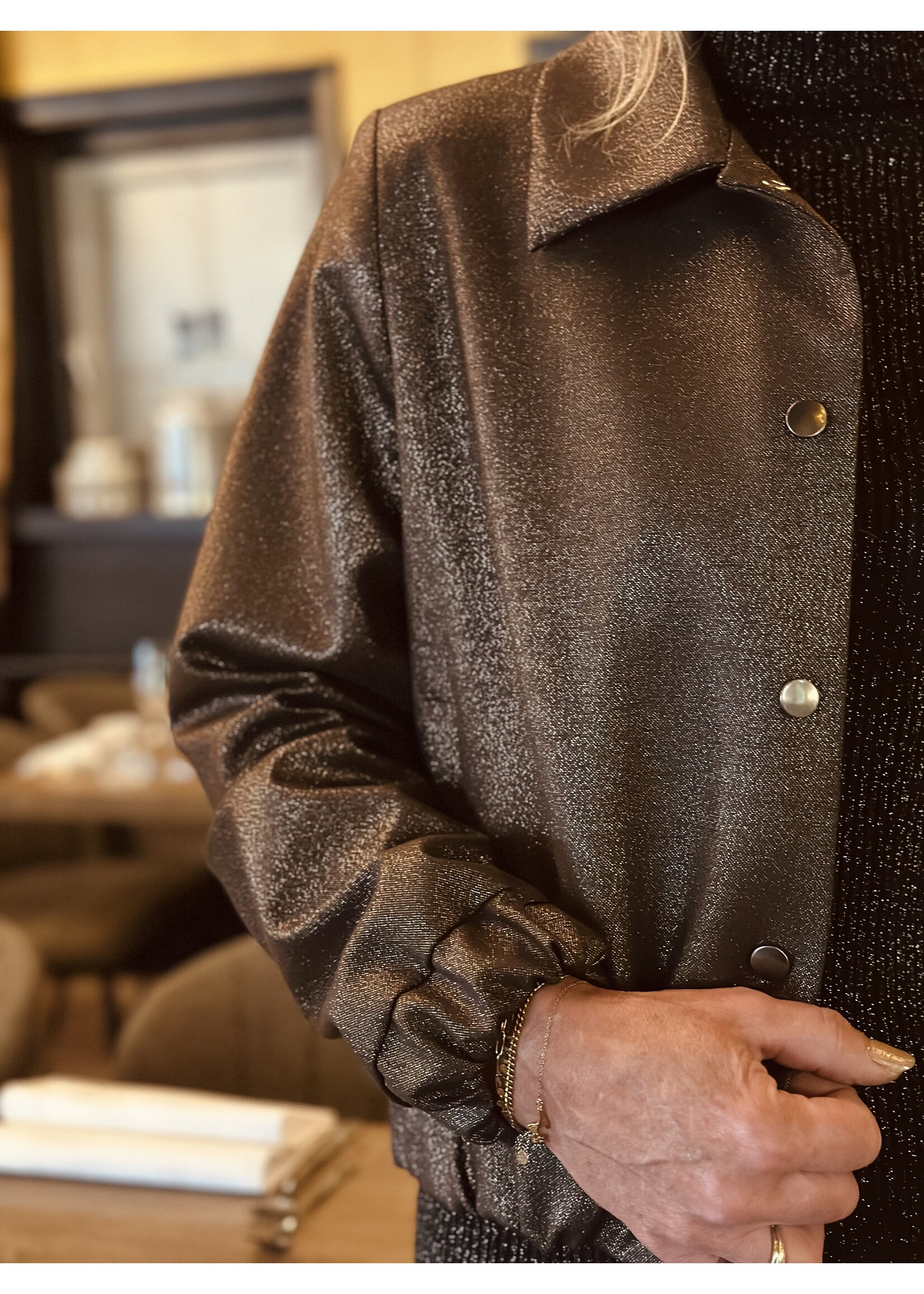 Elvira Elvira Hetty bomber jacket brown glitter