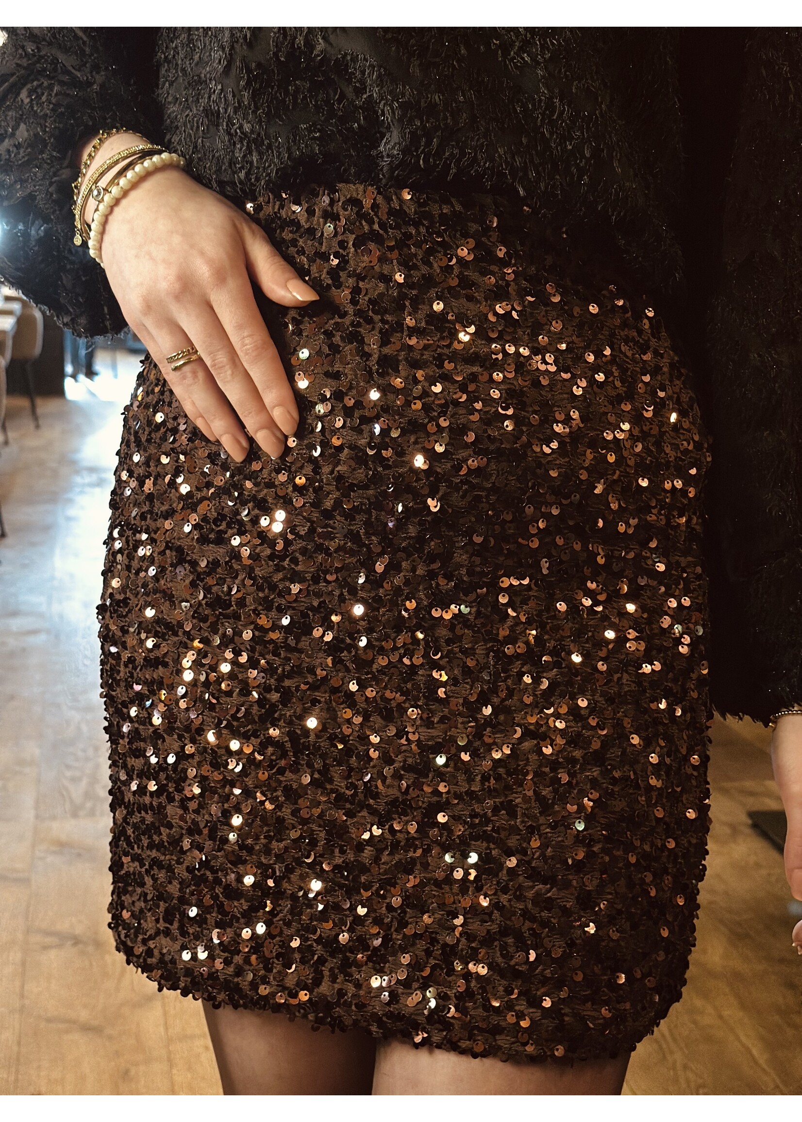 Jarelena skirt glitter brown
