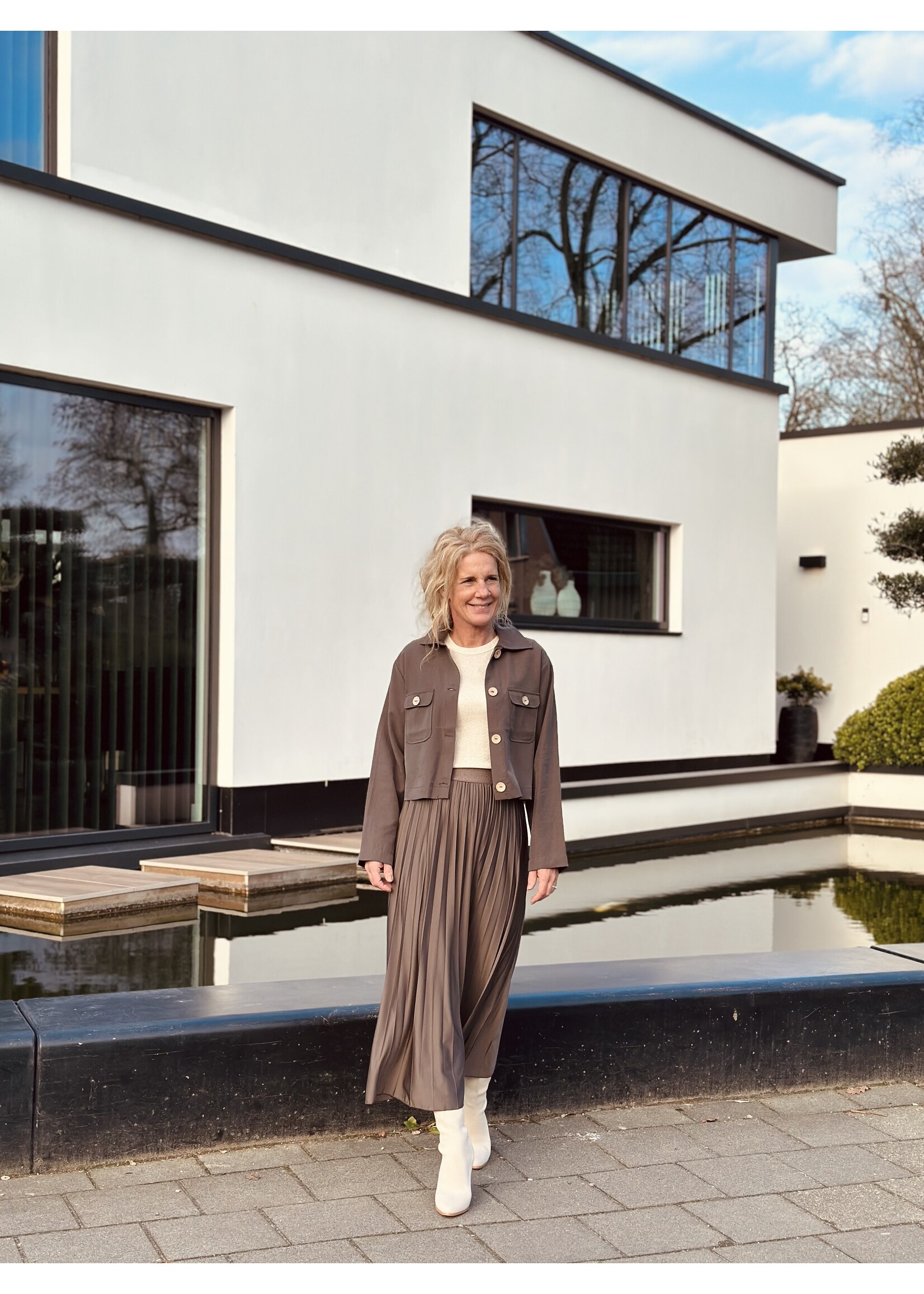 Elvira Elvira Hannah long plissé skirt taupe