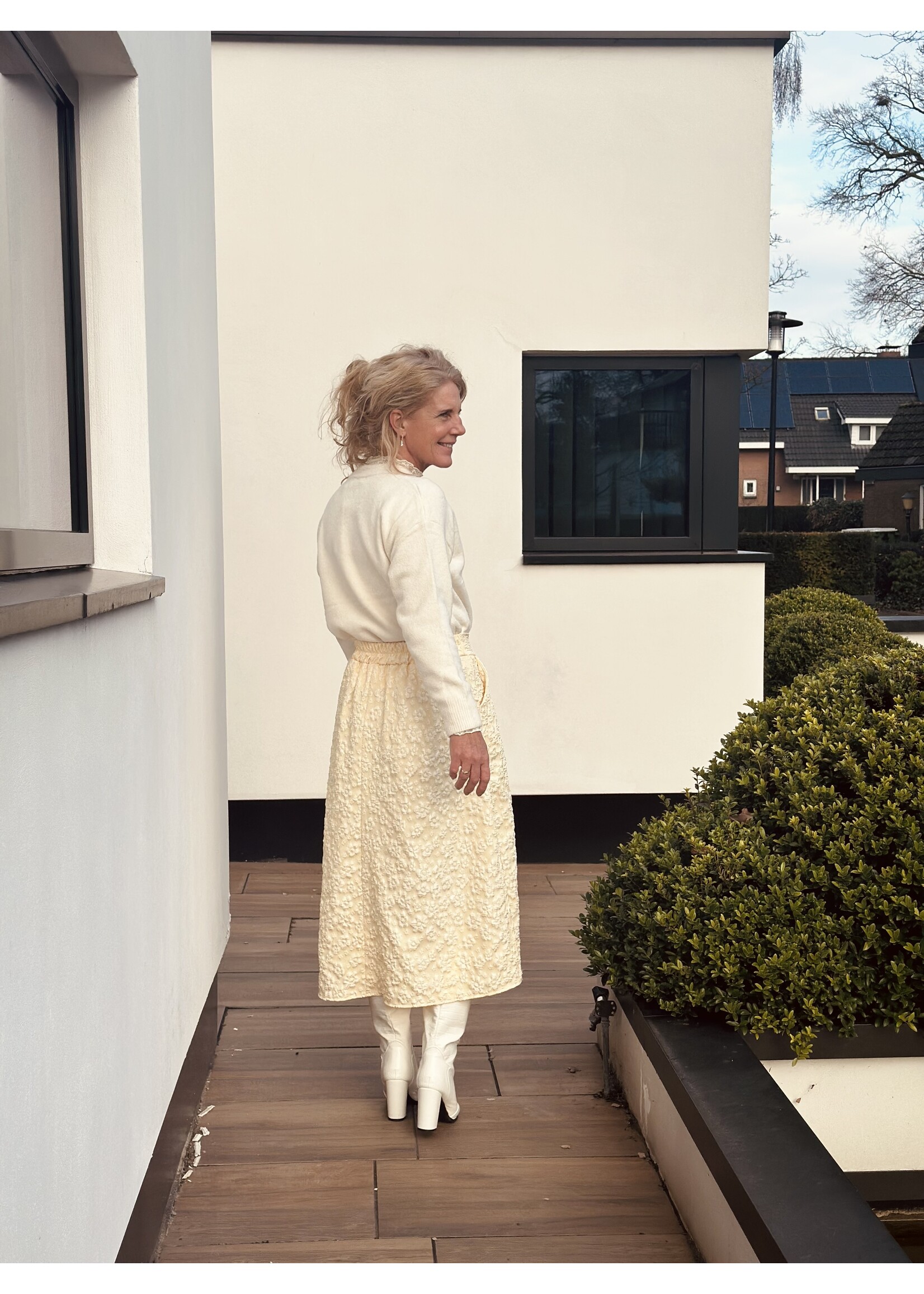 Sjanine long skirt flower print yellow