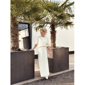 Accentil Sofie long satin skirt offwhite