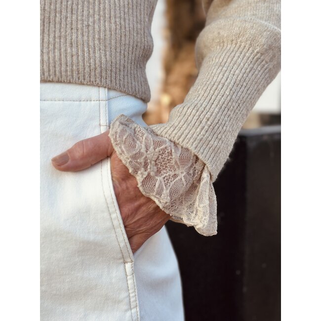 Lieneke long denim skirt beige