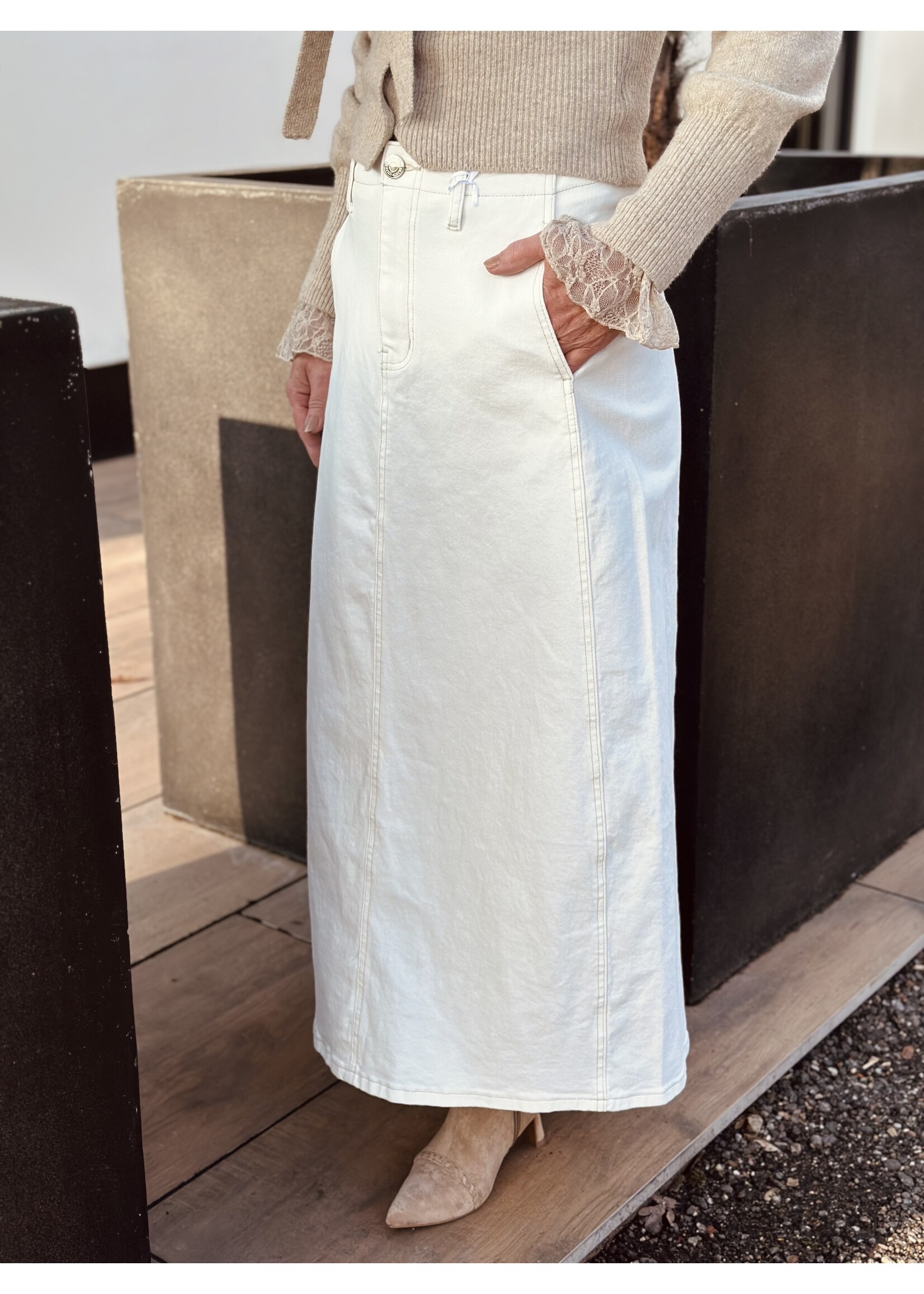 Lieneke long denim skirt beige