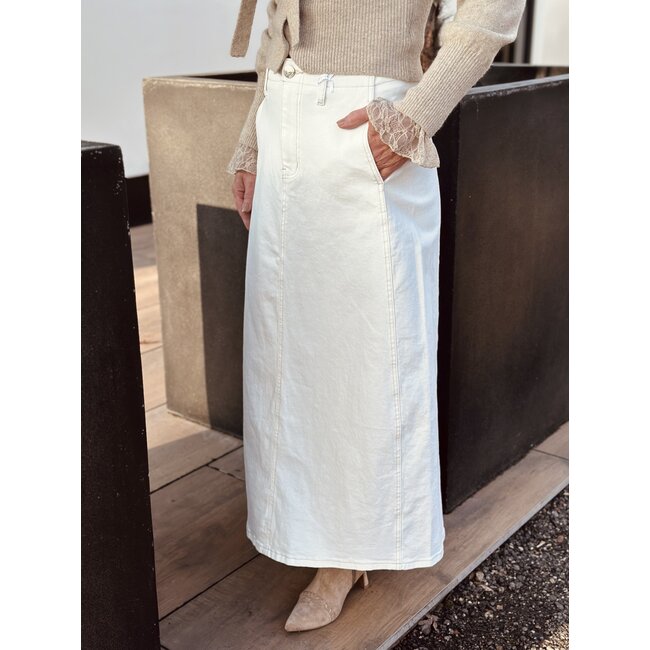Lieneke long denim skirt beige
