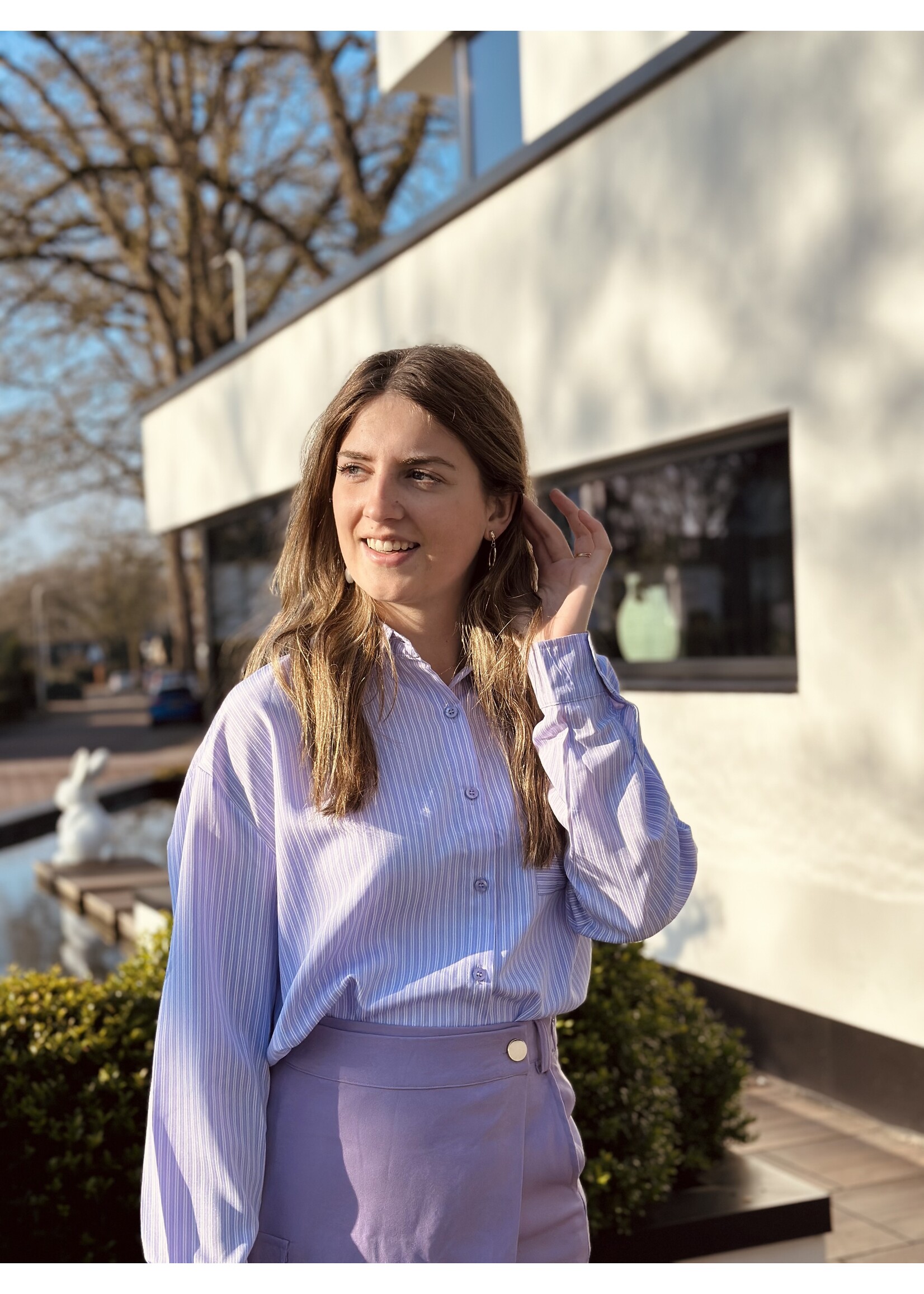 Corina blouse stripes light purple/ offwhite One Size