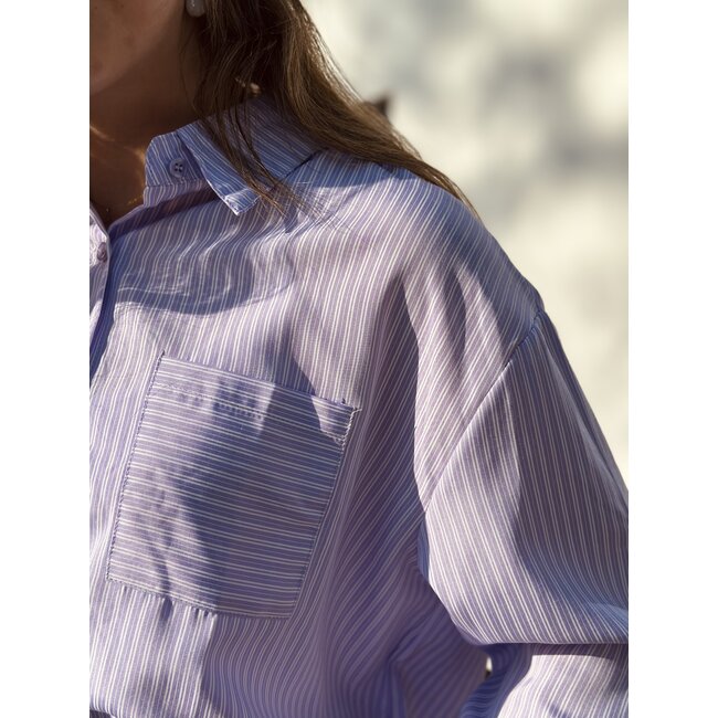 Corina blouse stripes light purple/ offwhite One Size