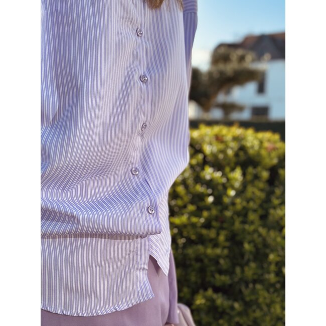 Corina blouse stripes light purple/ offwhite One Size