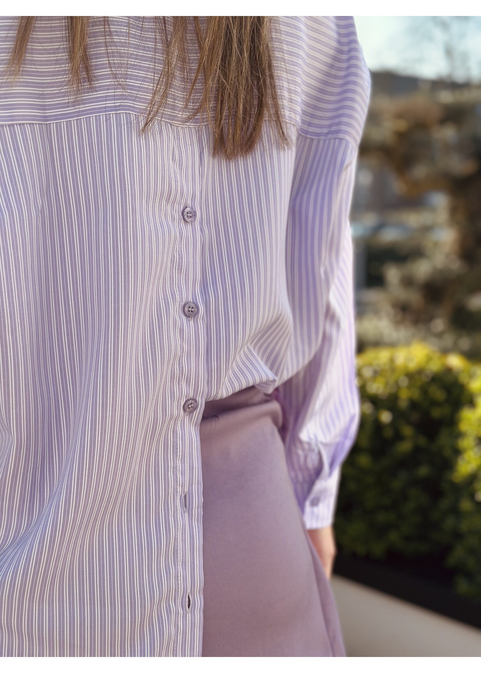 Corina blouse stripes light purple/ offwhite One Size