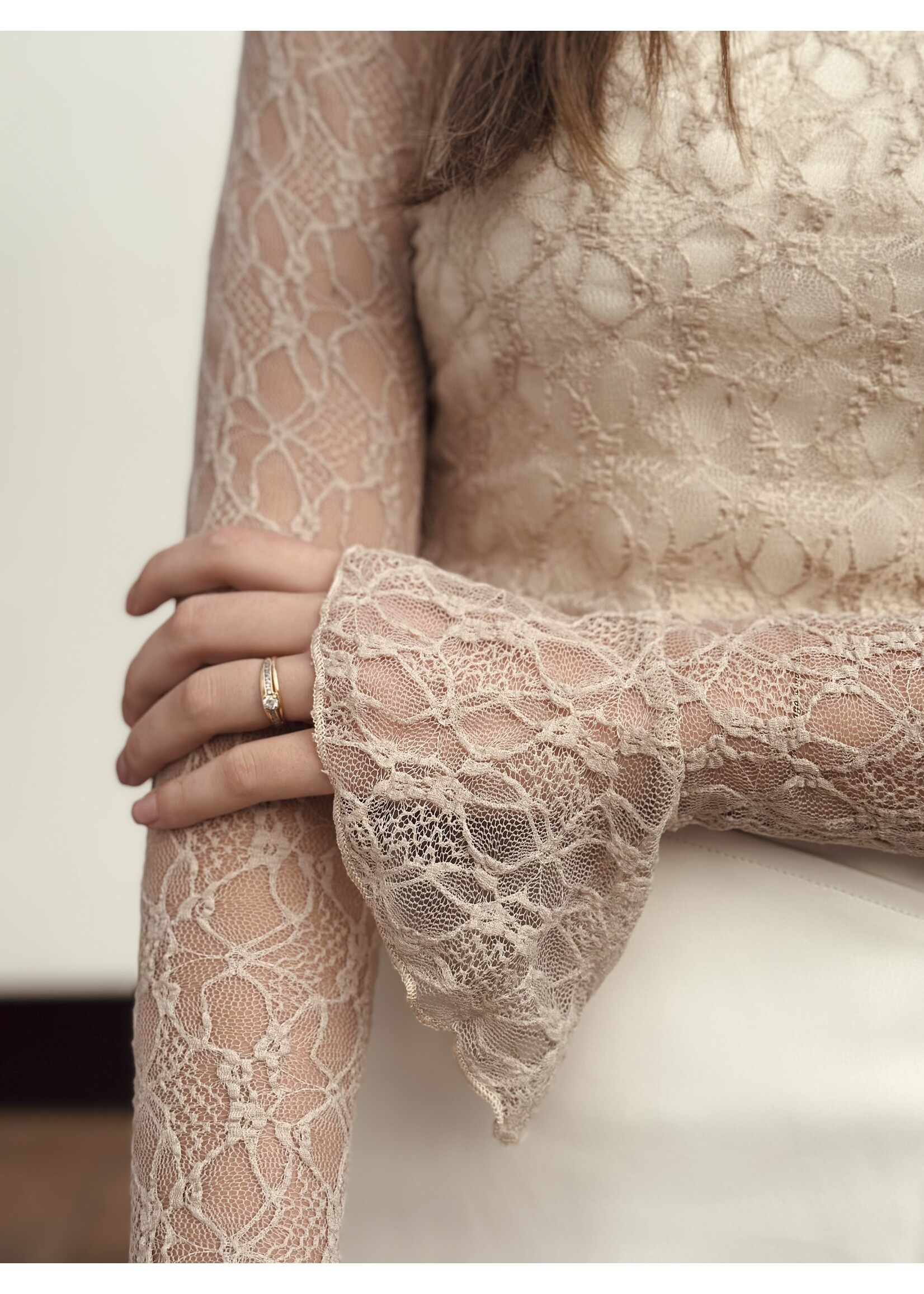 Emara broderie top taupe