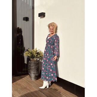 Lofty Manner Lofty Manner Caela long dress green/pink print