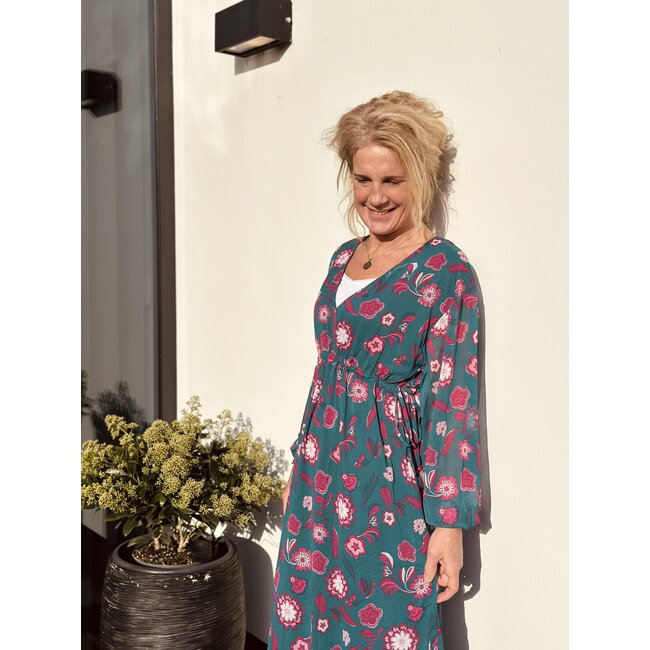Lofty Manner Lofty Manner Caela long dress green/pink print