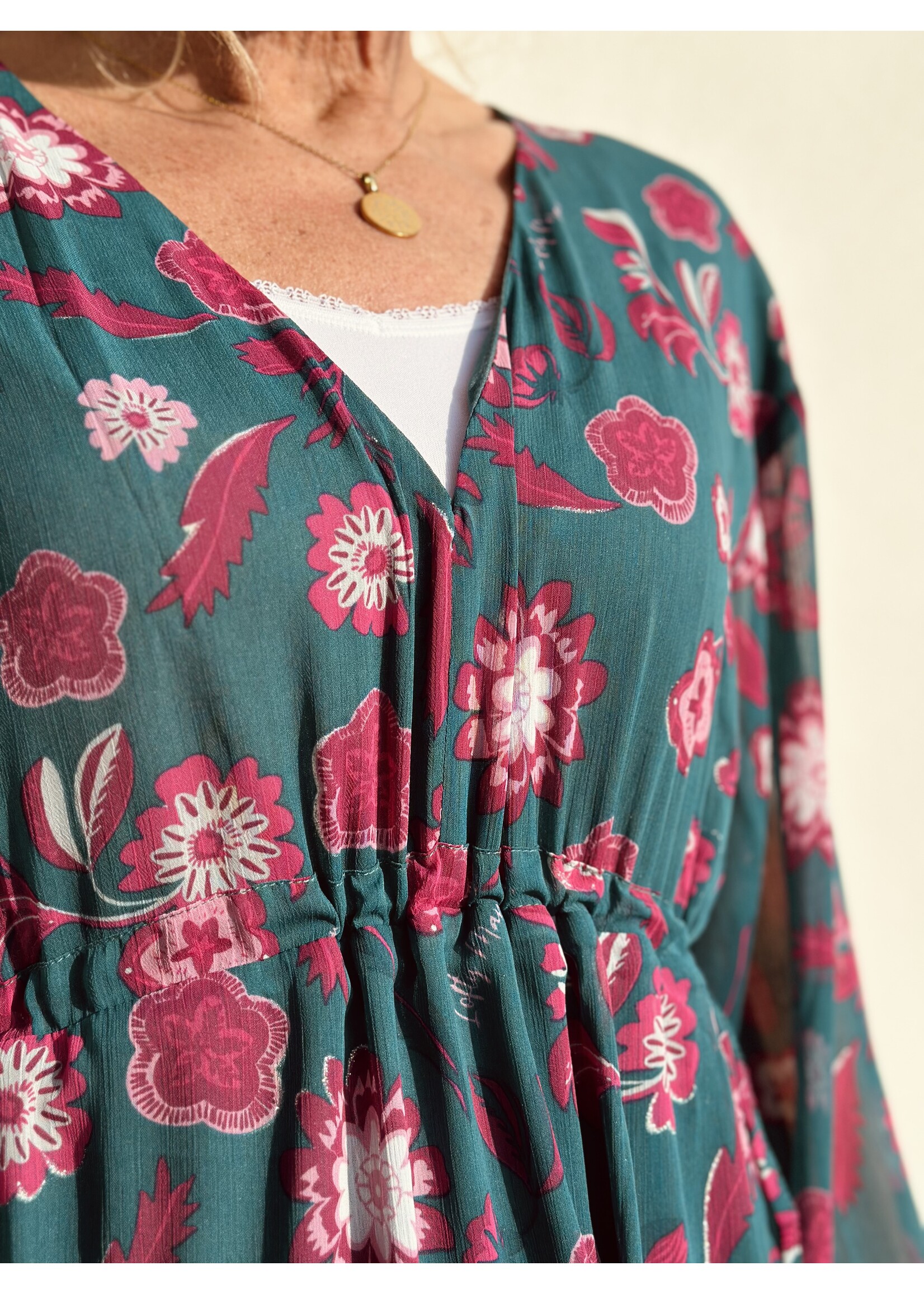 Lofty Manner Lofty Manner Caela long dress green/pink print