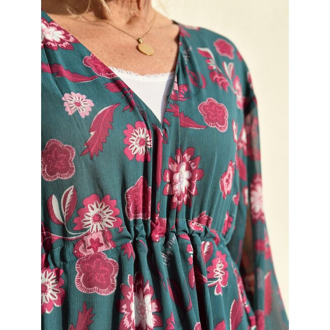 Lofty Manner Lofty Manner Caela long dress green/pink print