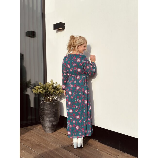 Lofty Manner Lofty Manner Caela long dress green/pink print