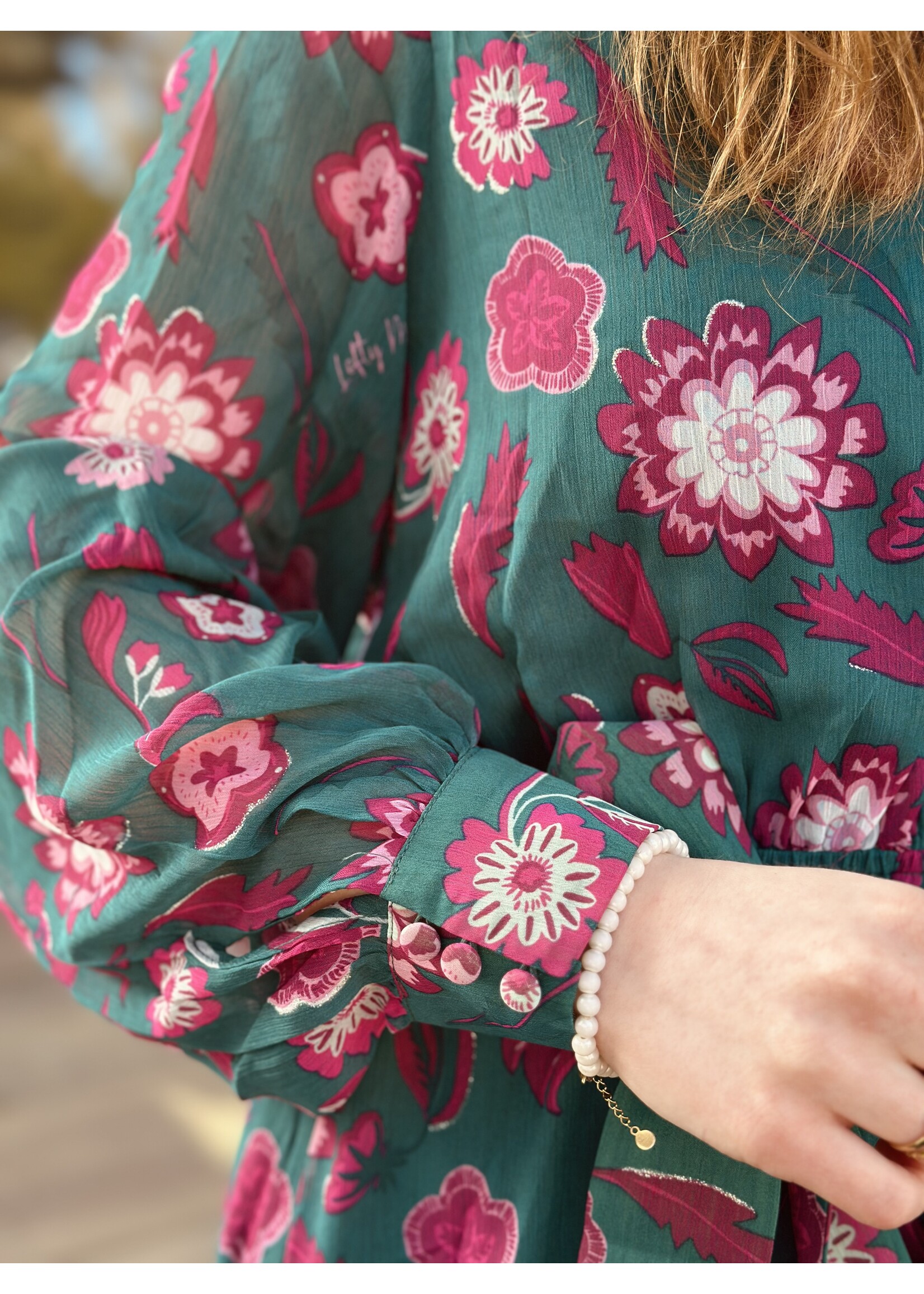 Lofty Manner Lofty Manner Lux dress green/pink print