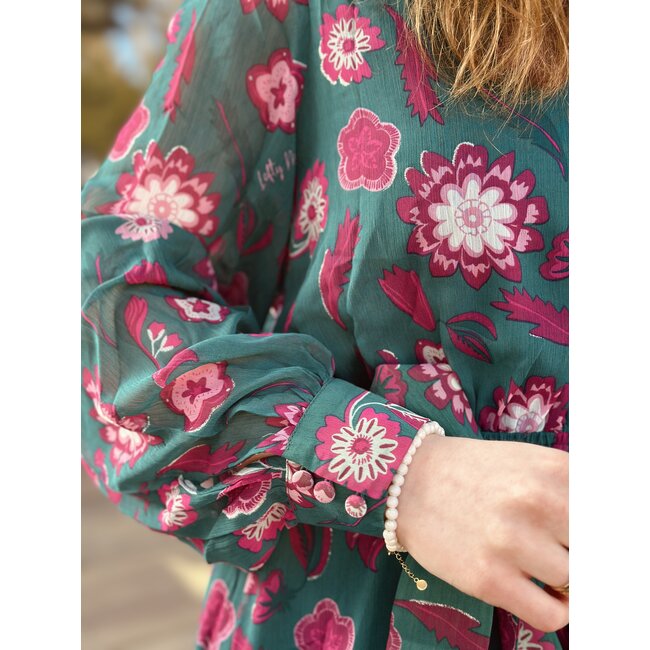 Lofty Manner Lofty Manner Lux dress green/pink print