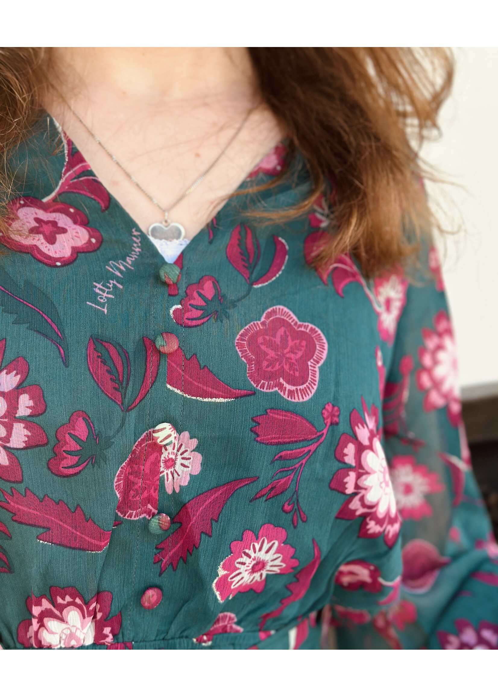 Lofty Manner Lofty Manner Lux dress green/pink print