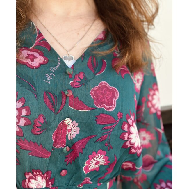 Lofty Manner Lofty Manner Lux dress green/pink print