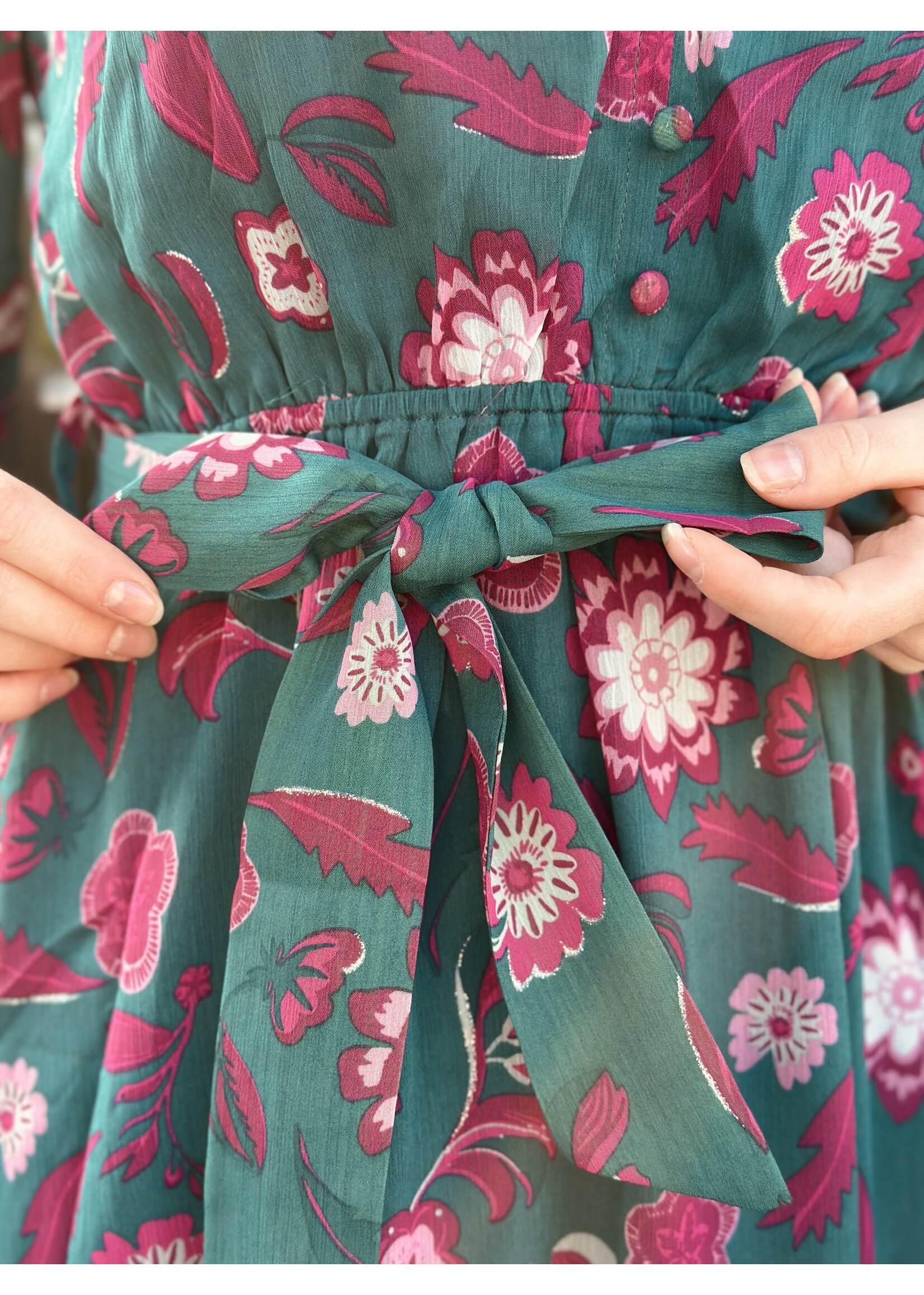 Lofty Manner Lofty Manner Lux dress green/pink print