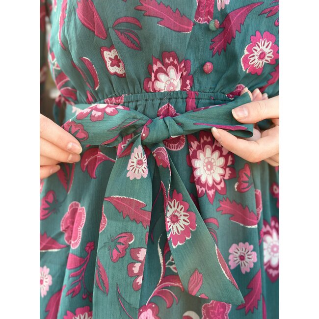 Lofty Manner Lofty Manner Lux dress green/pink print