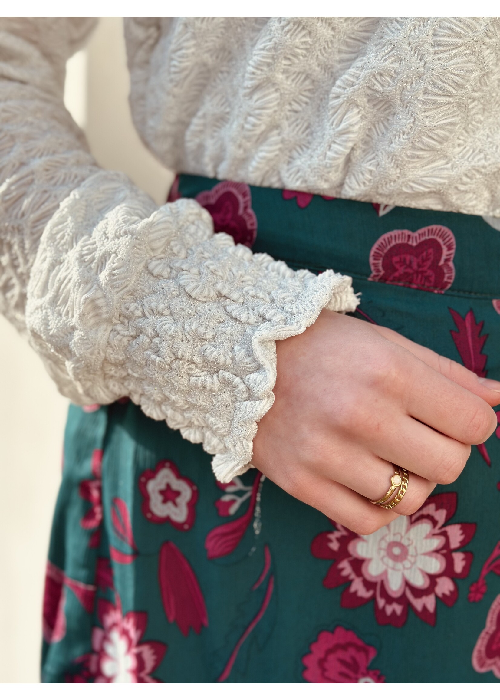 Lofty Manner Harlow blouse silver/white