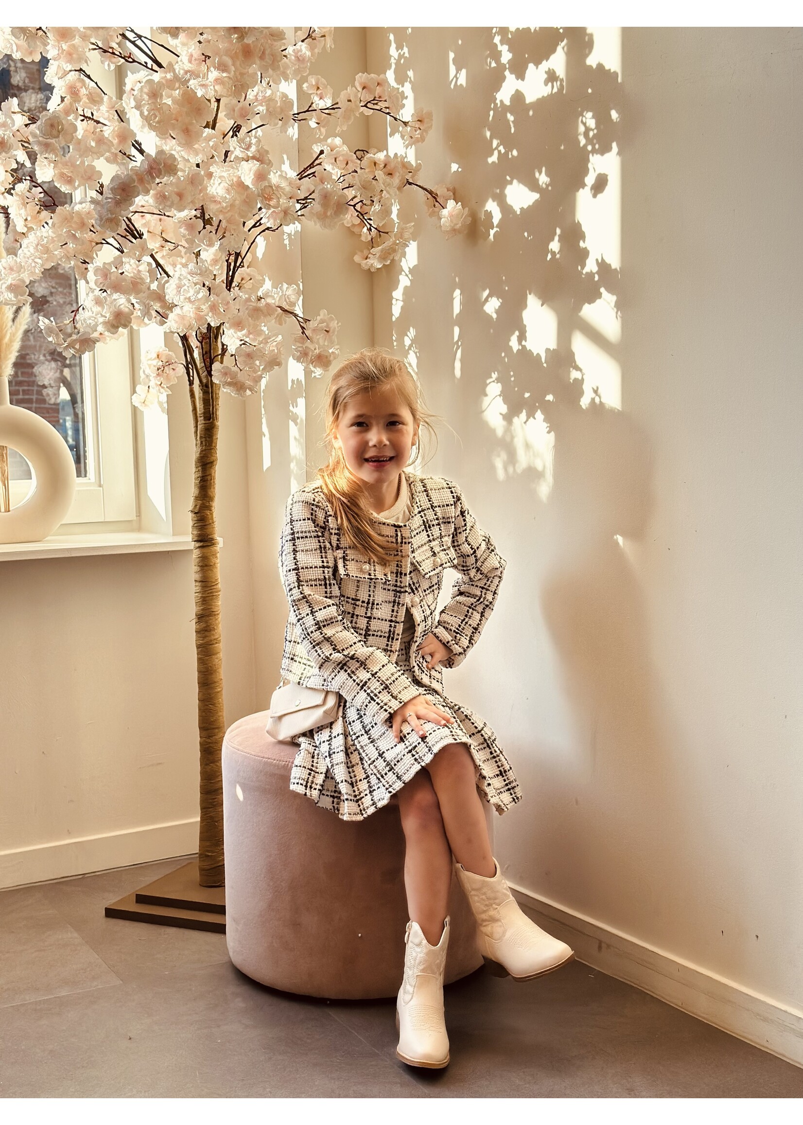 Hylene set top + skirt offwhite/black