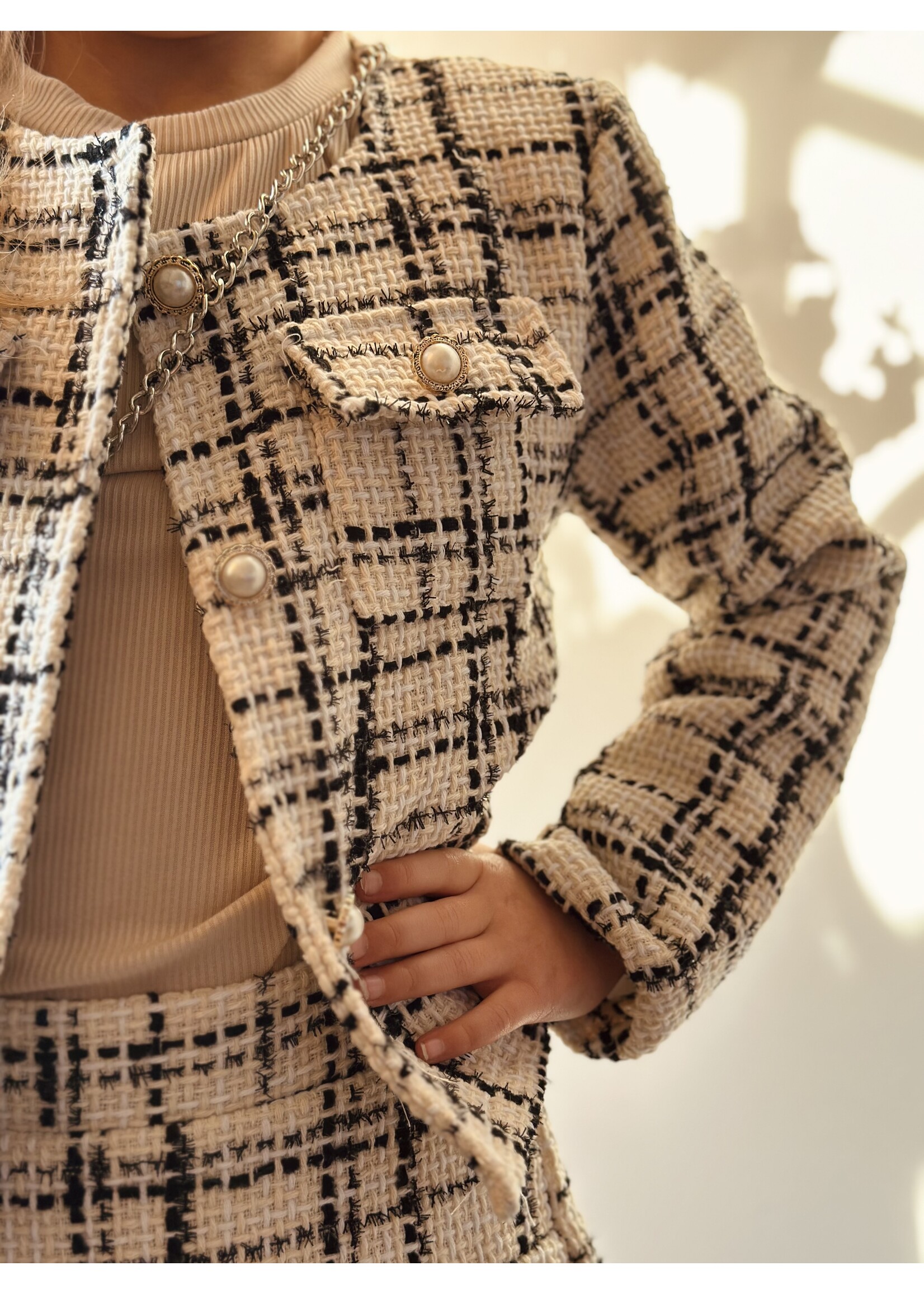 Hylene set top + skirt offwhite/black