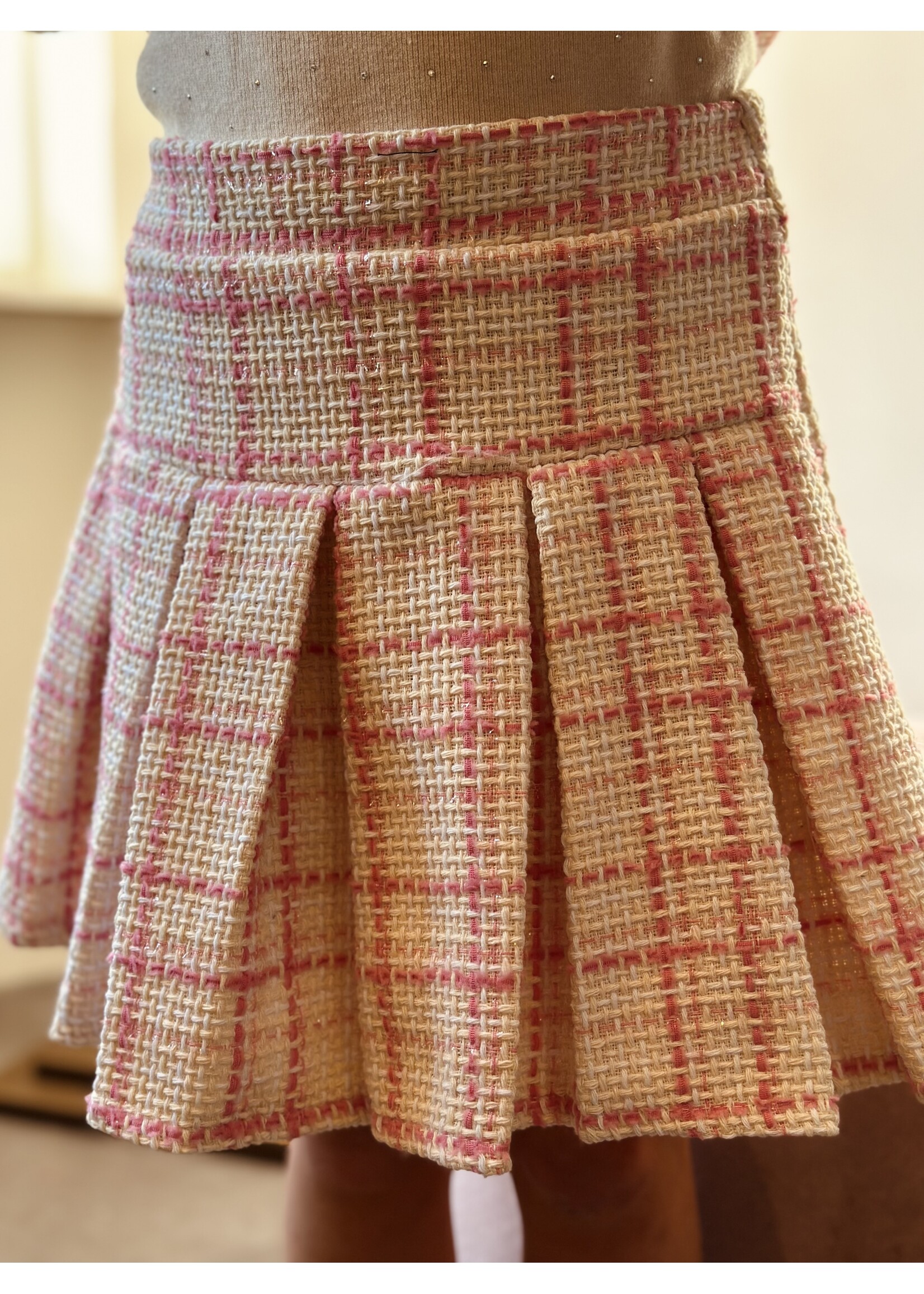 Hylene set top + skirt offwhite/pink