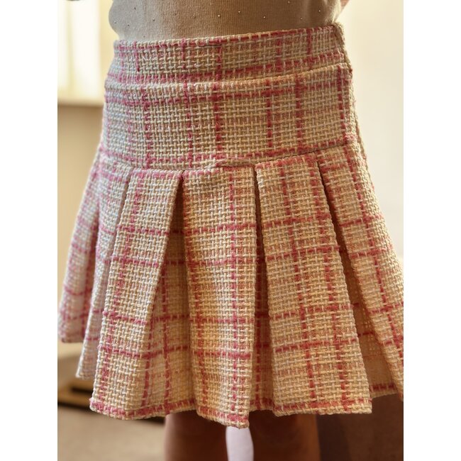 Hylene set top + skirt offwhite/pink