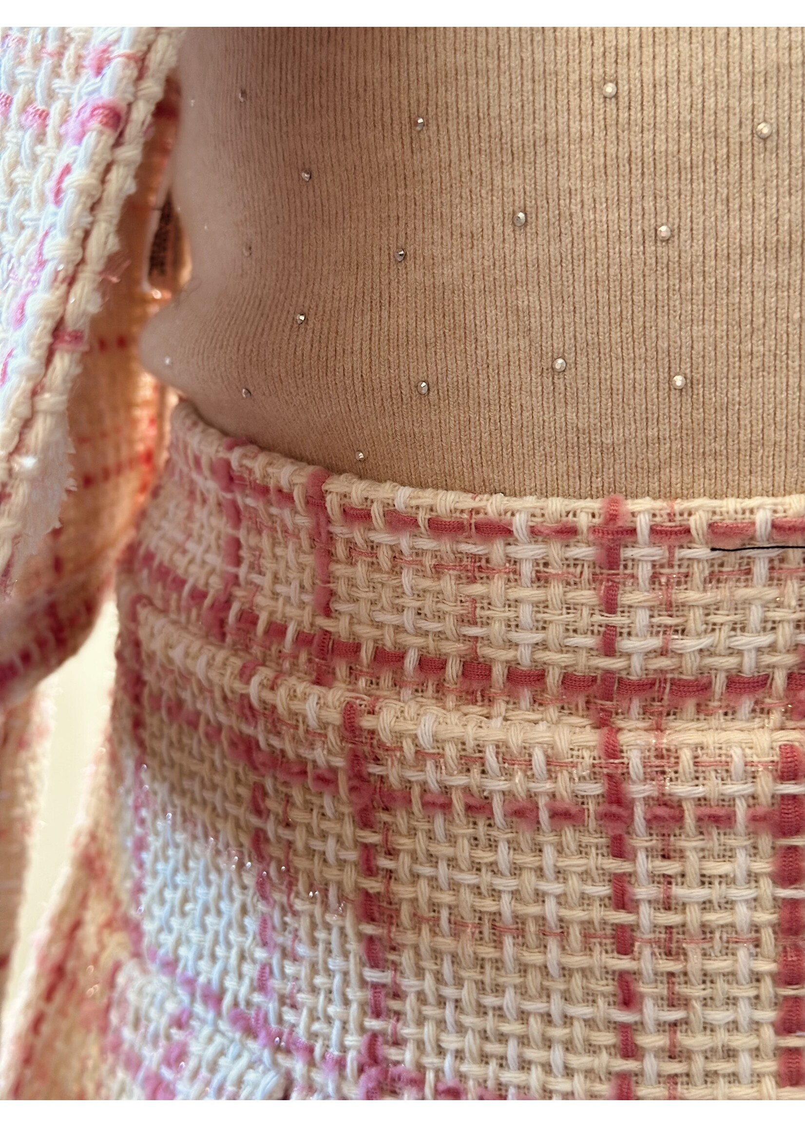 Hylene set top + skirt offwhite/pink