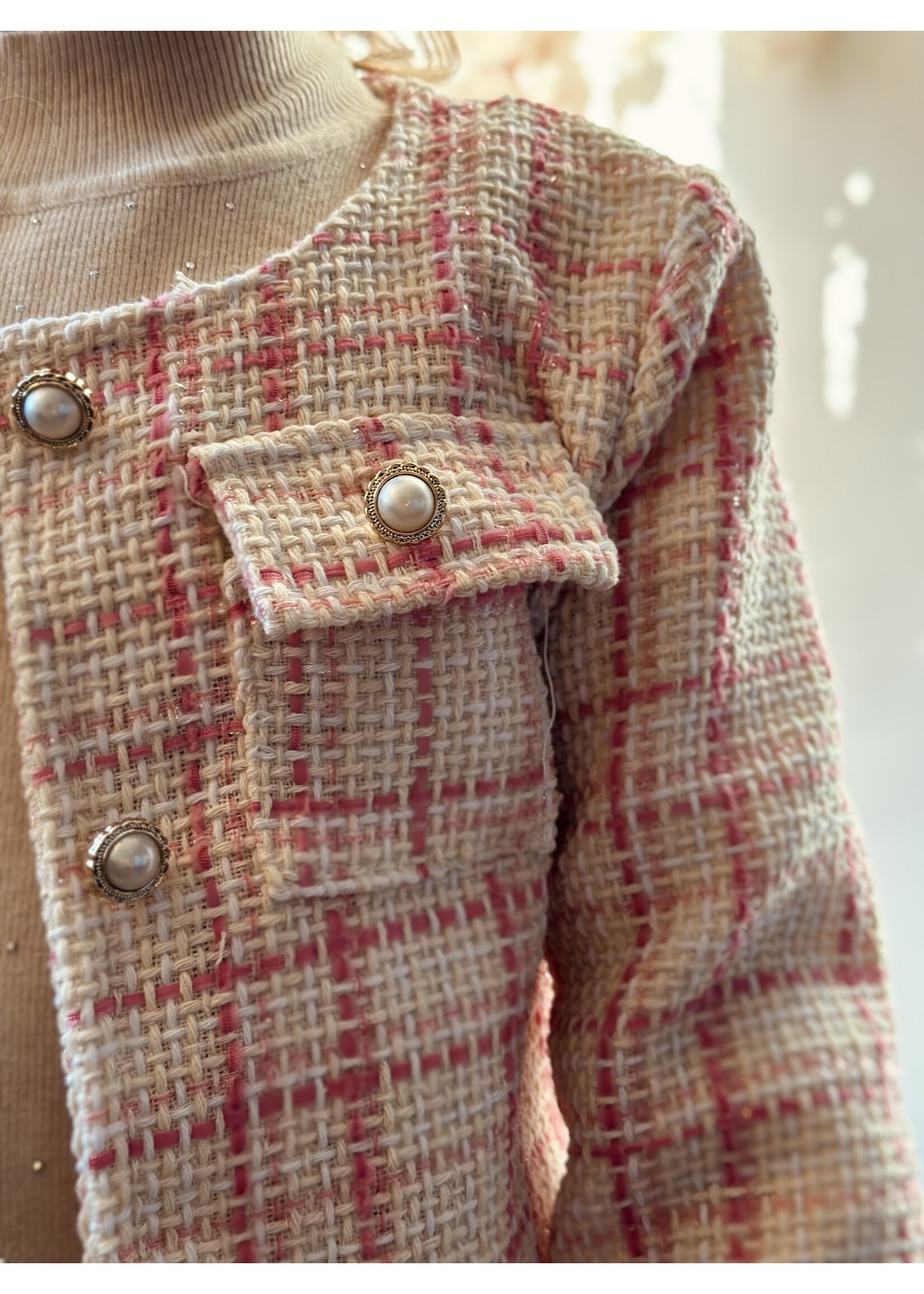 Hylene set top + skirt offwhite/pink