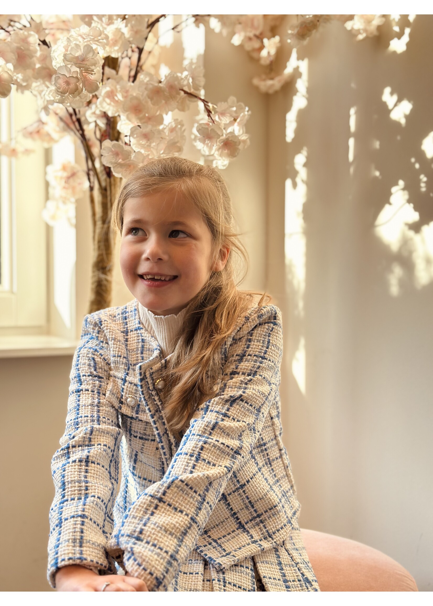 Hylene set top + skirt offwhite/light blue