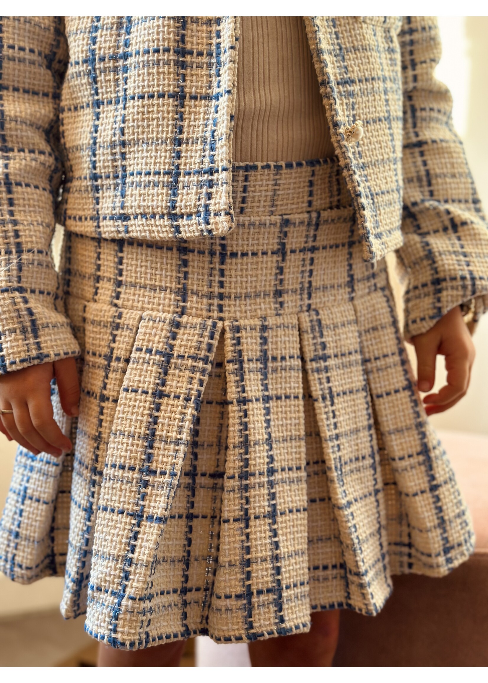 Hylene set top + skirt offwhite/light blue