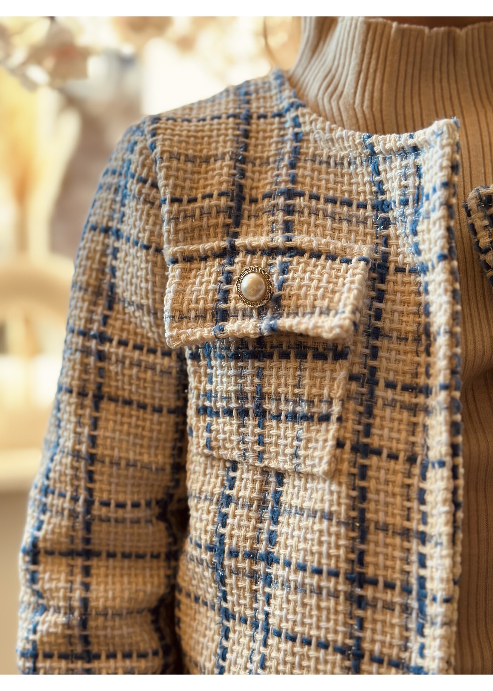 Hylene set top + skirt offwhite/light blue