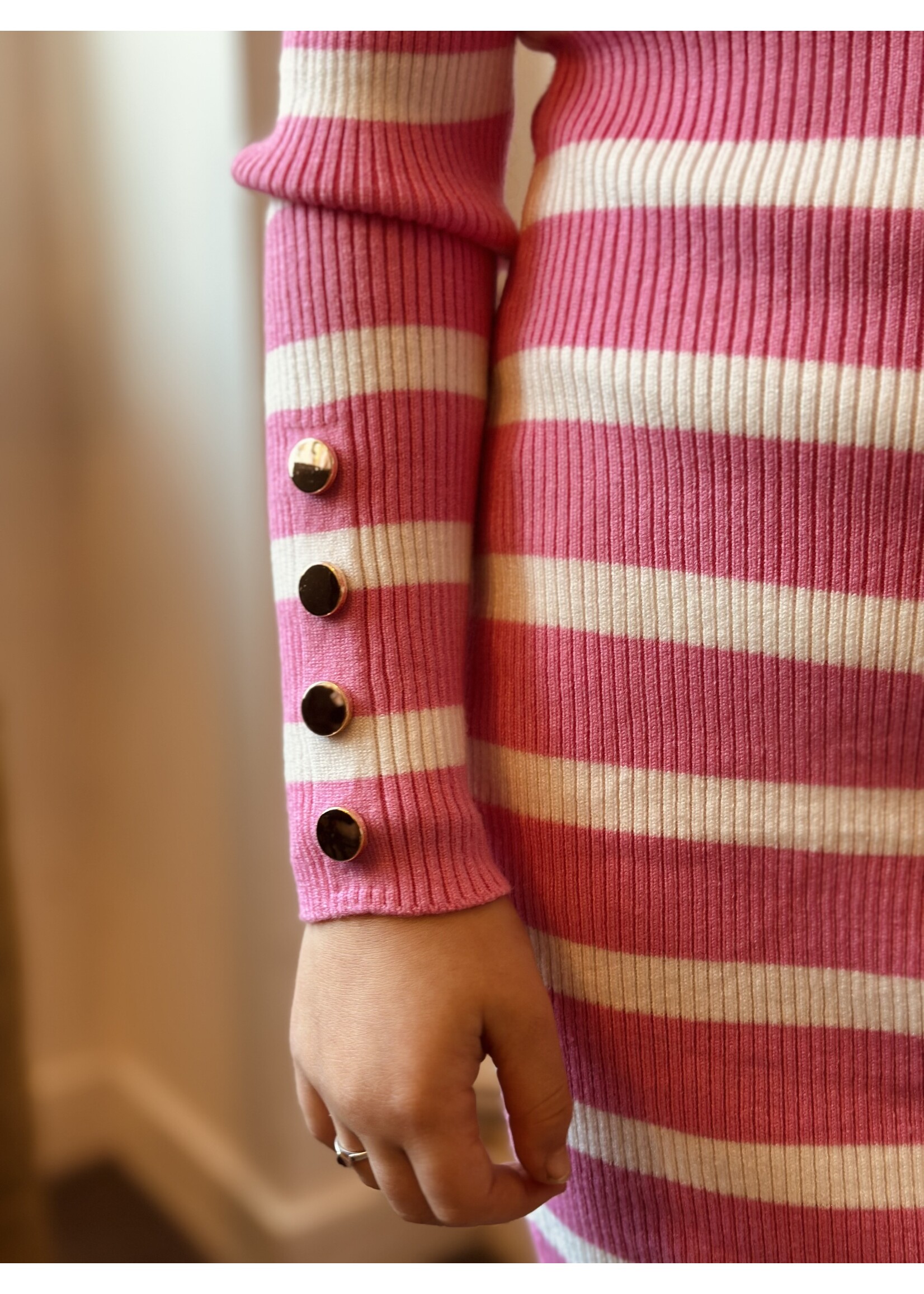 Mieke dress pink/offwhite stripes