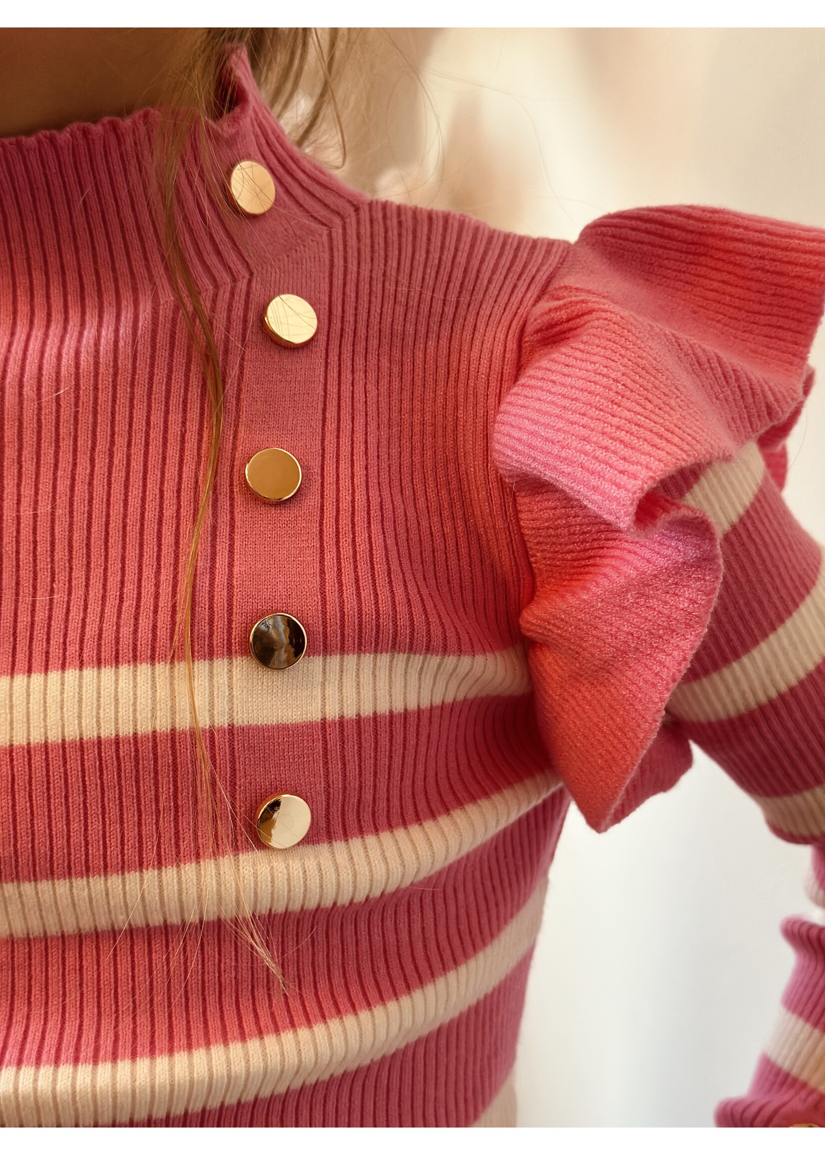 Mieke dress pink/offwhite stripes