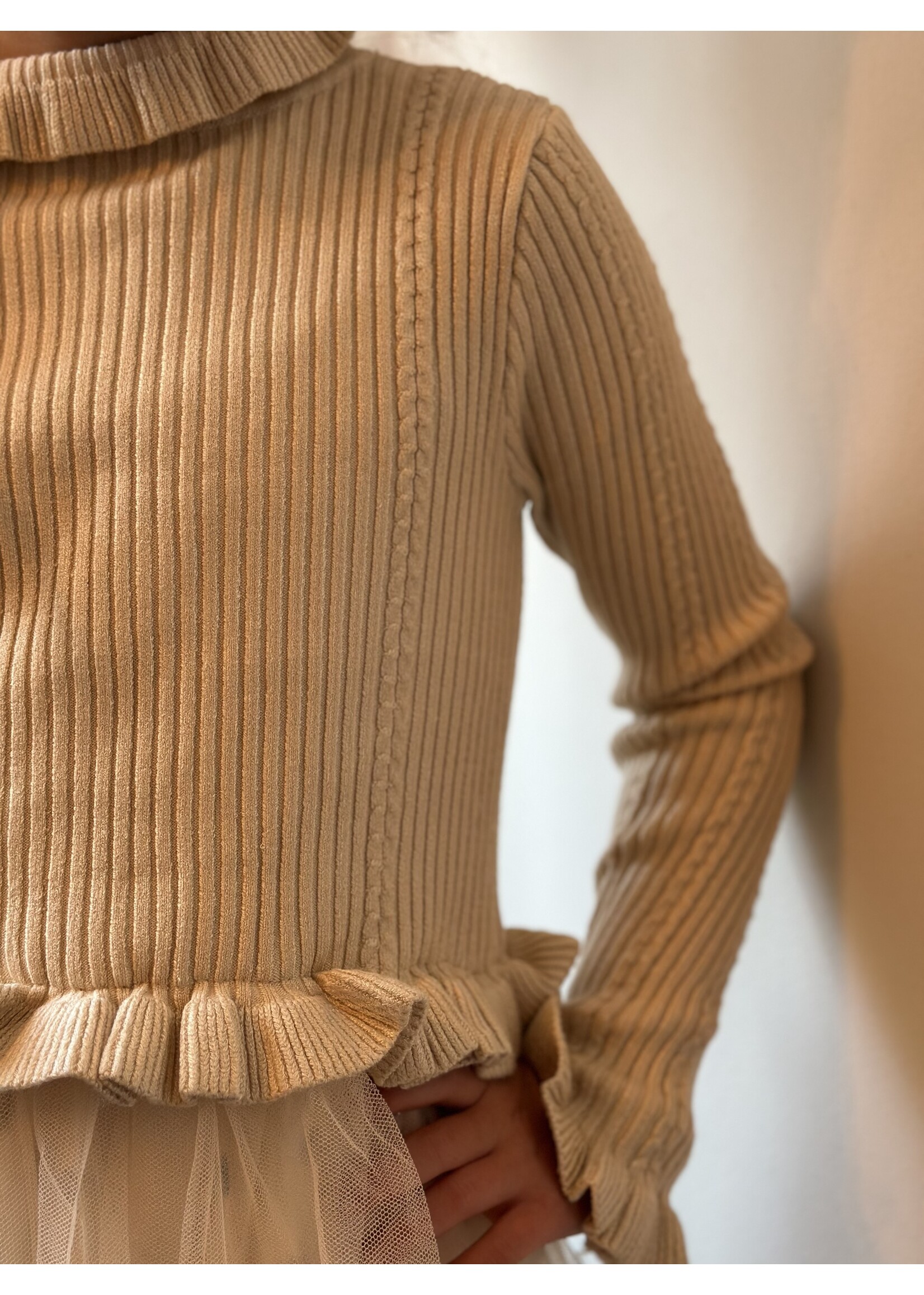 Marijke dress beige tulle print