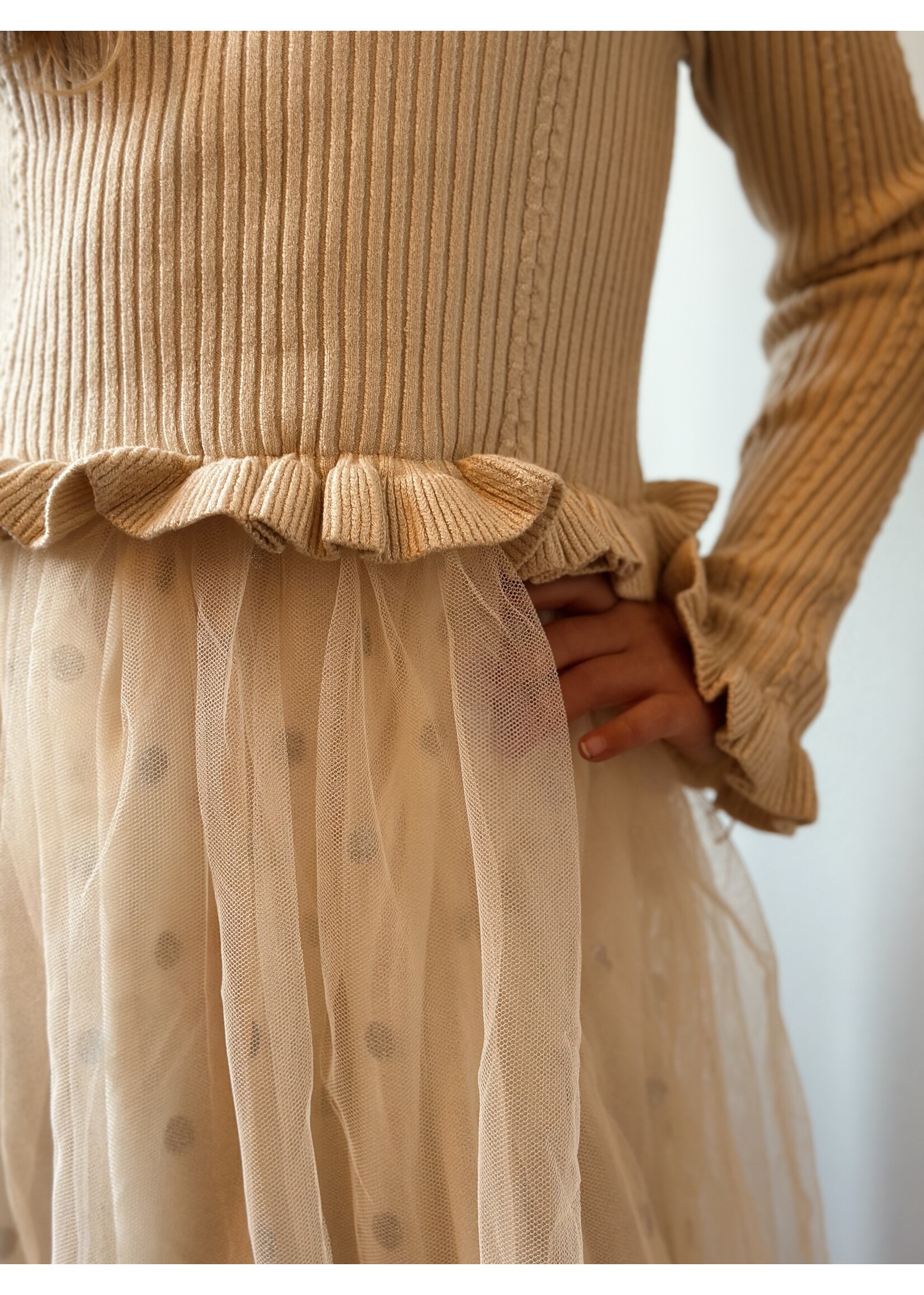 Marijke dress beige tulle print